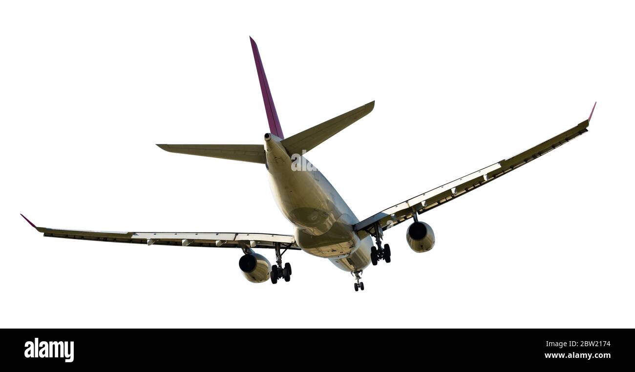 Grand avion de passagers isolé sur fond blanc Banque D'Images