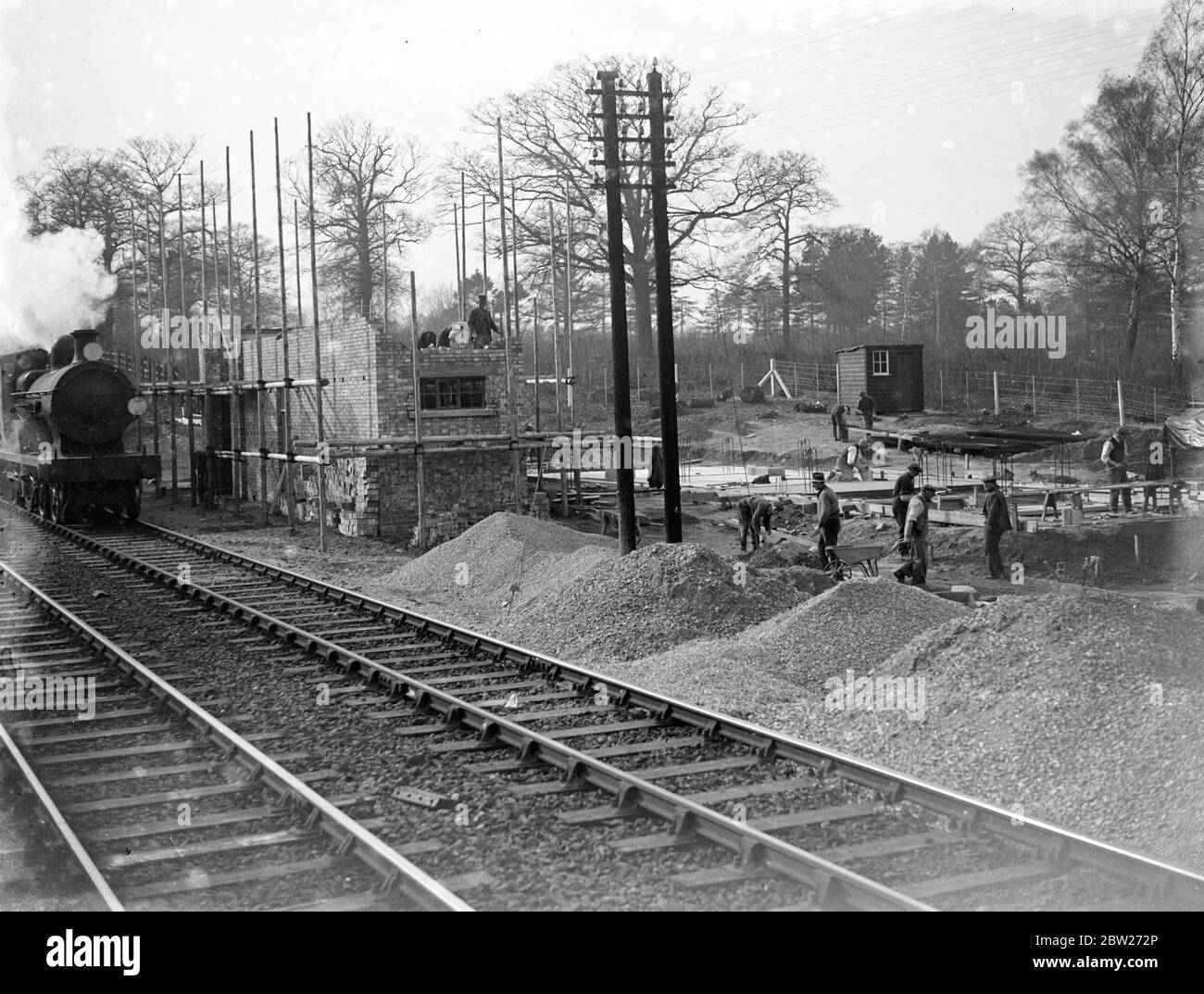 Électrification ferroviaire du sud à St Mary Cray, Kent. 1933 Banque D'Images