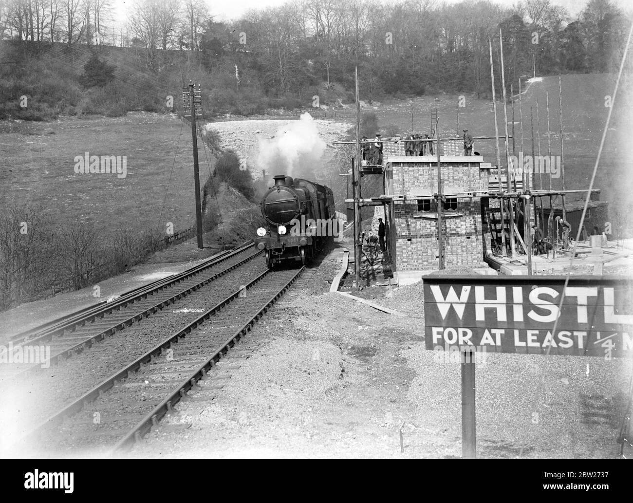 Électrification ferroviaire du sud à Polhill, Kent. 1933 Banque D'Images