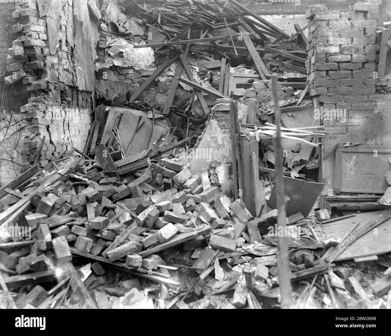 RAID aérien de Kings Lynn. Ruines sur Albert Road. 1914-1918 Banque D'Images
