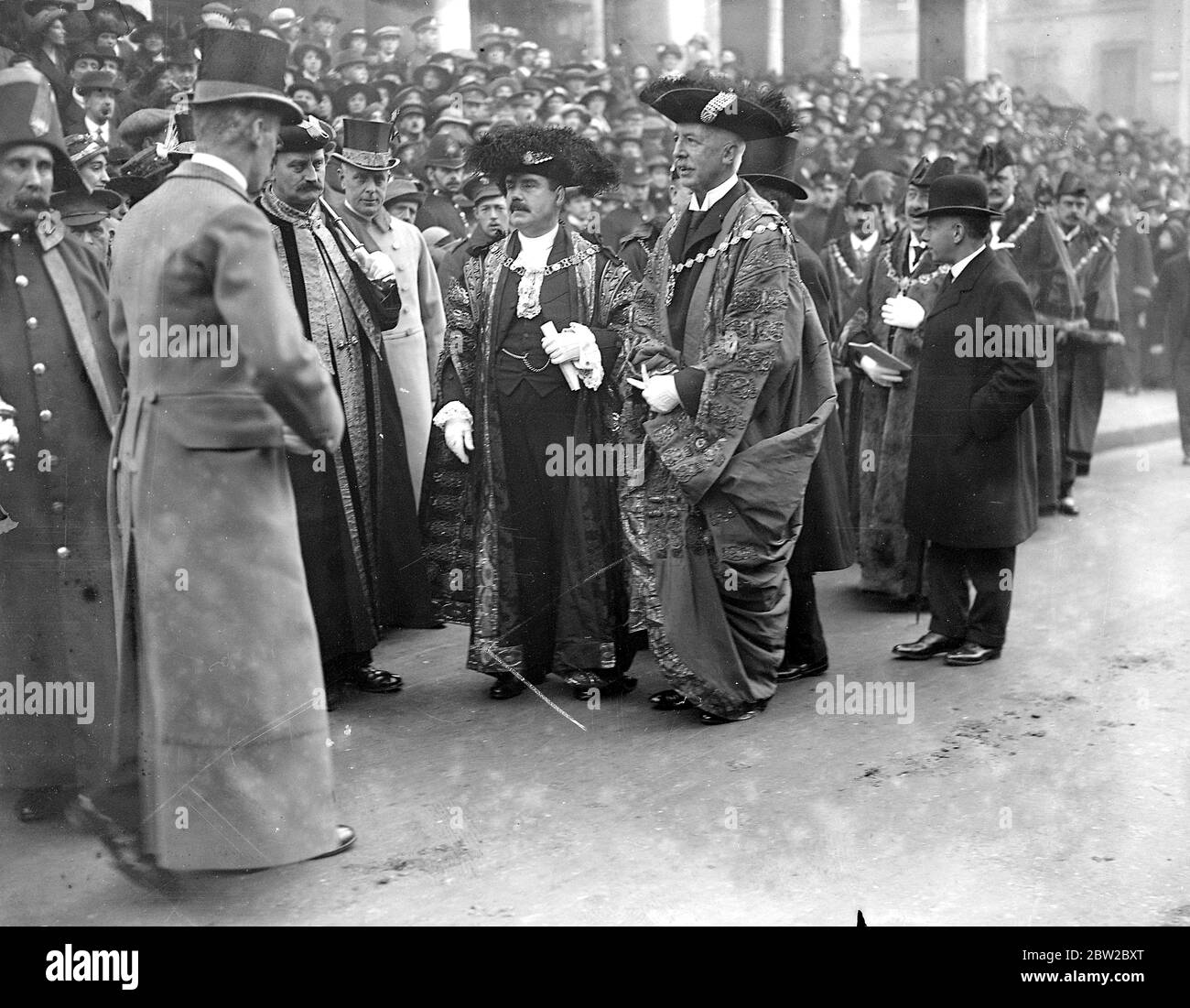 Trafalgar Day Service à St Martin-in-the-Fields. Le maire de Londres et le maire de Westminster. 21 octobre 1916 Banque D'Images