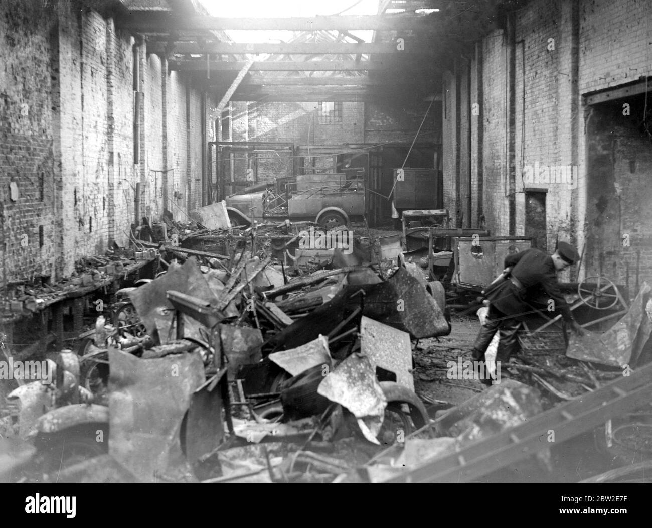 Incendie au garage. 1933 Banque D'Images