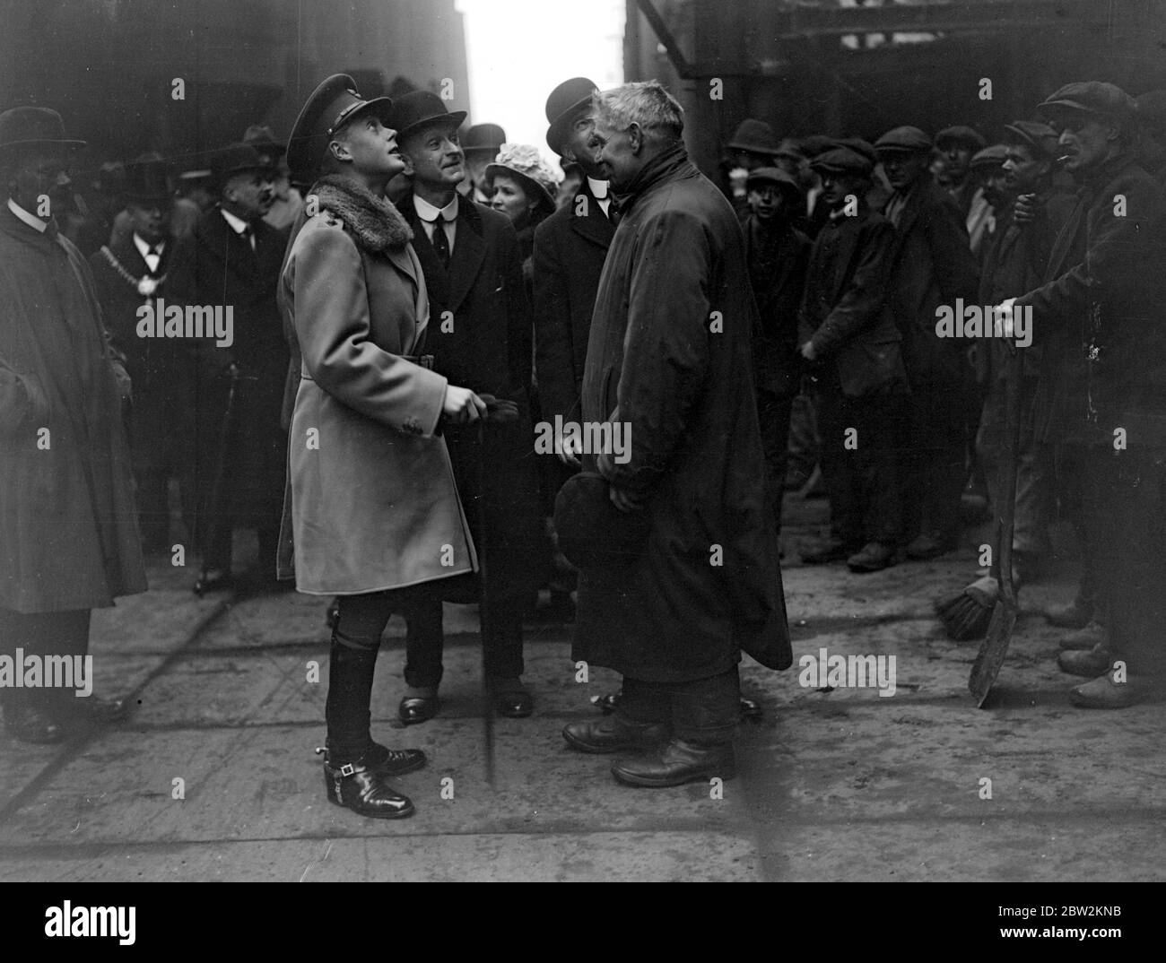 Visite du Prince de Galles dans les centres industriels du Sud du pays de Galles. 22 février 1918 Banque D'Images