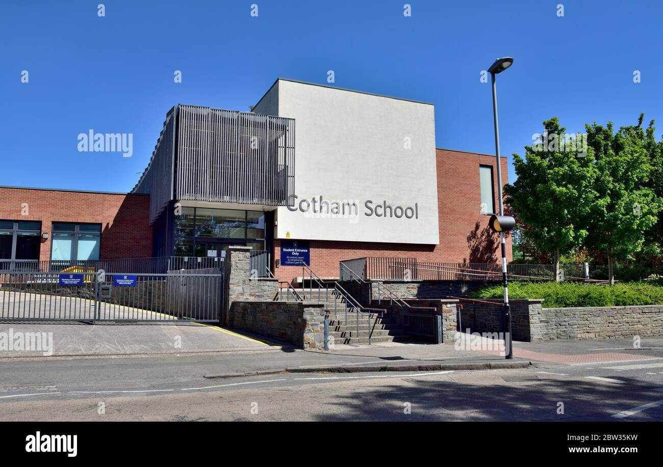 Entrée principale du bâtiment de l'école Cotham, Bristol, Royaume-Uni Banque D'Images