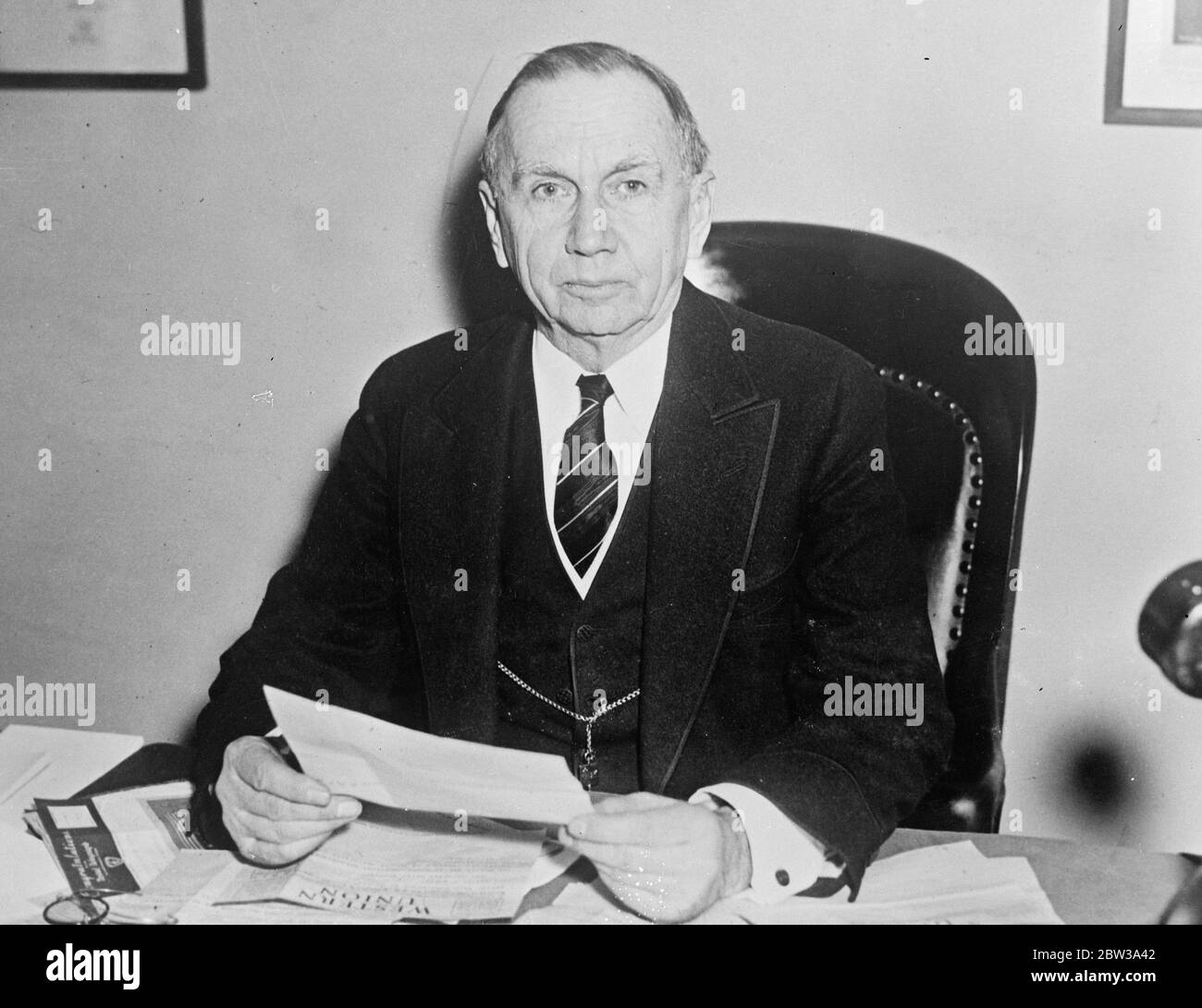 Daniel C Roper U S Secrétaire du commerce . Avril 1934 Banque D'Images