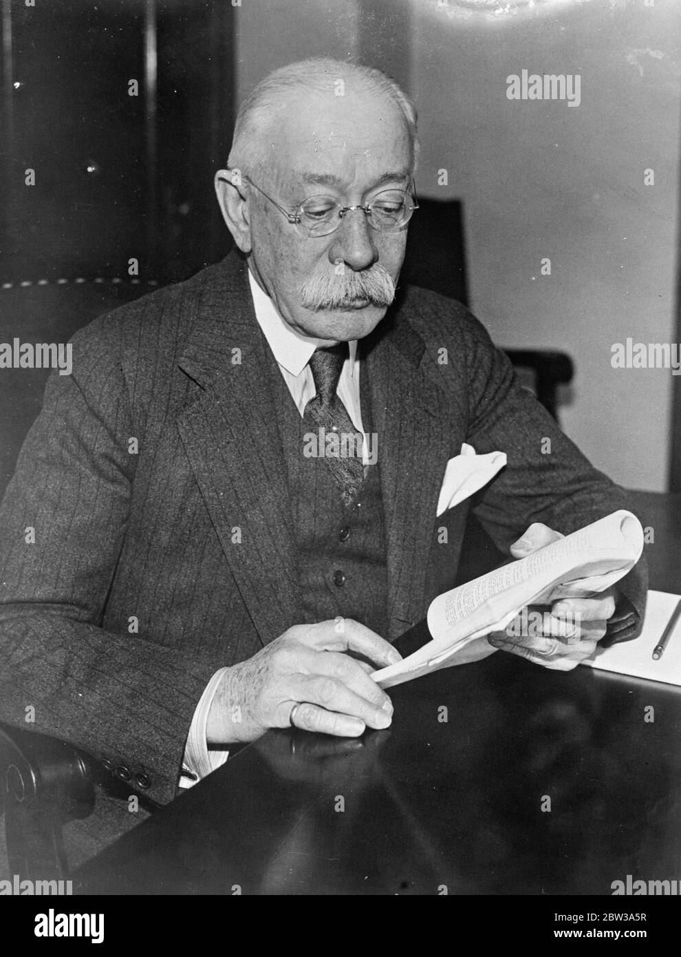 George W Wickersham , Président de la Commission de l'application de la loi USA . Avril 1934 Banque D'Images