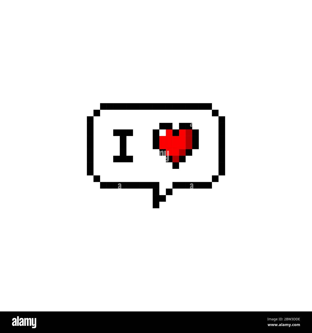 Pixel art 8-bit speech bubble J'aime message coeur - illustration vectorielle isolée Illustration de Vecteur