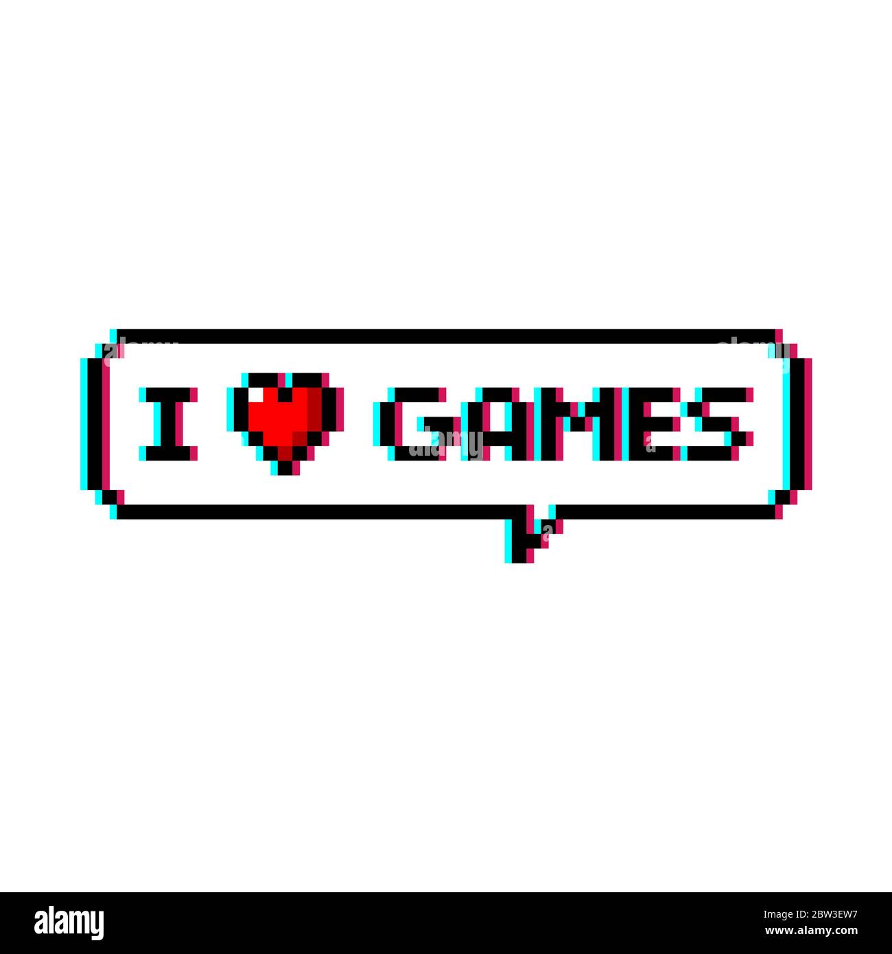 Pixel art 8-bit parole bulle dire que j'aime les jeux avec coeur icône ...