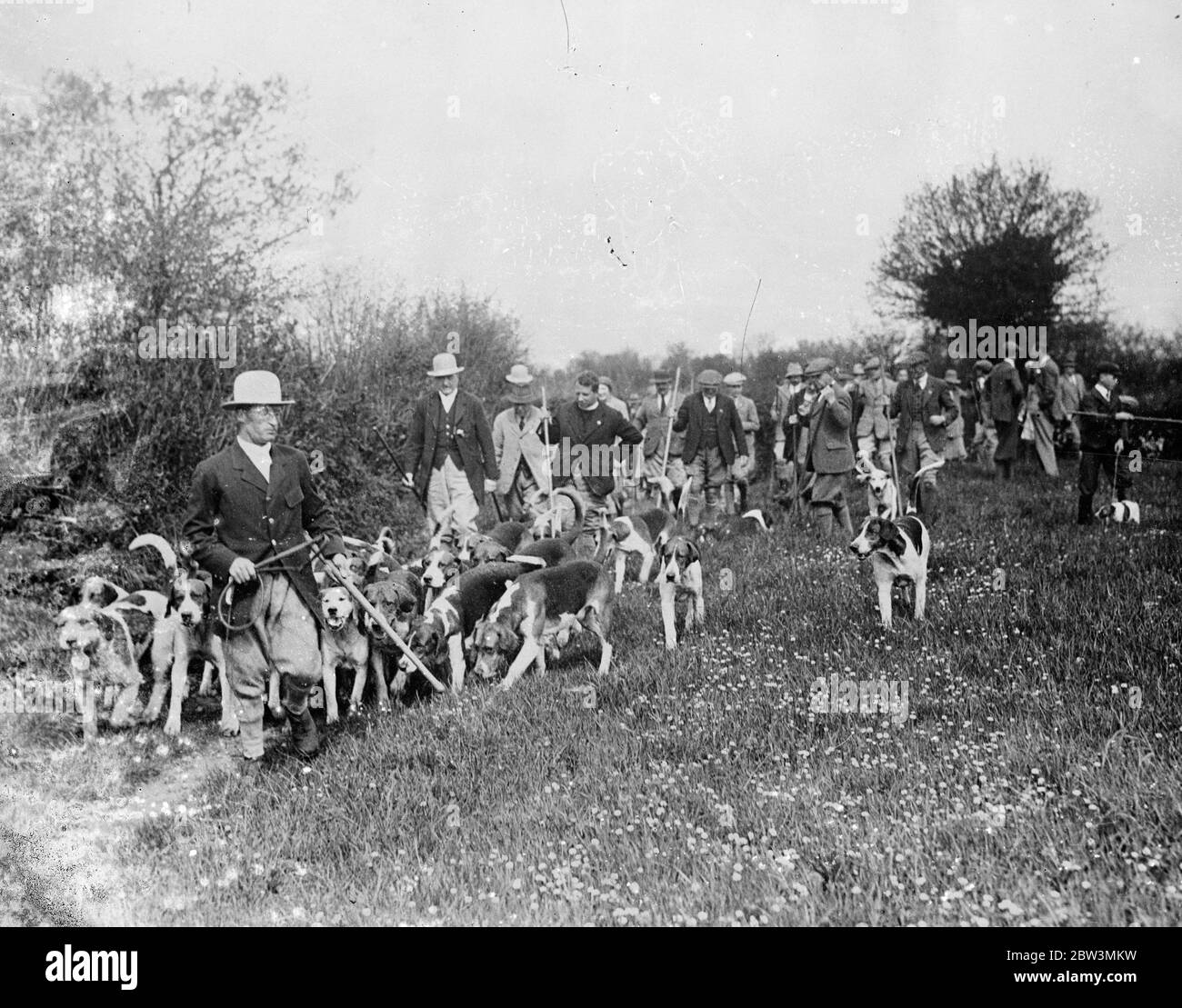 La loutre de Culmstock culte la chasse avec leurs propriétaires . 1935 Banque D'Images