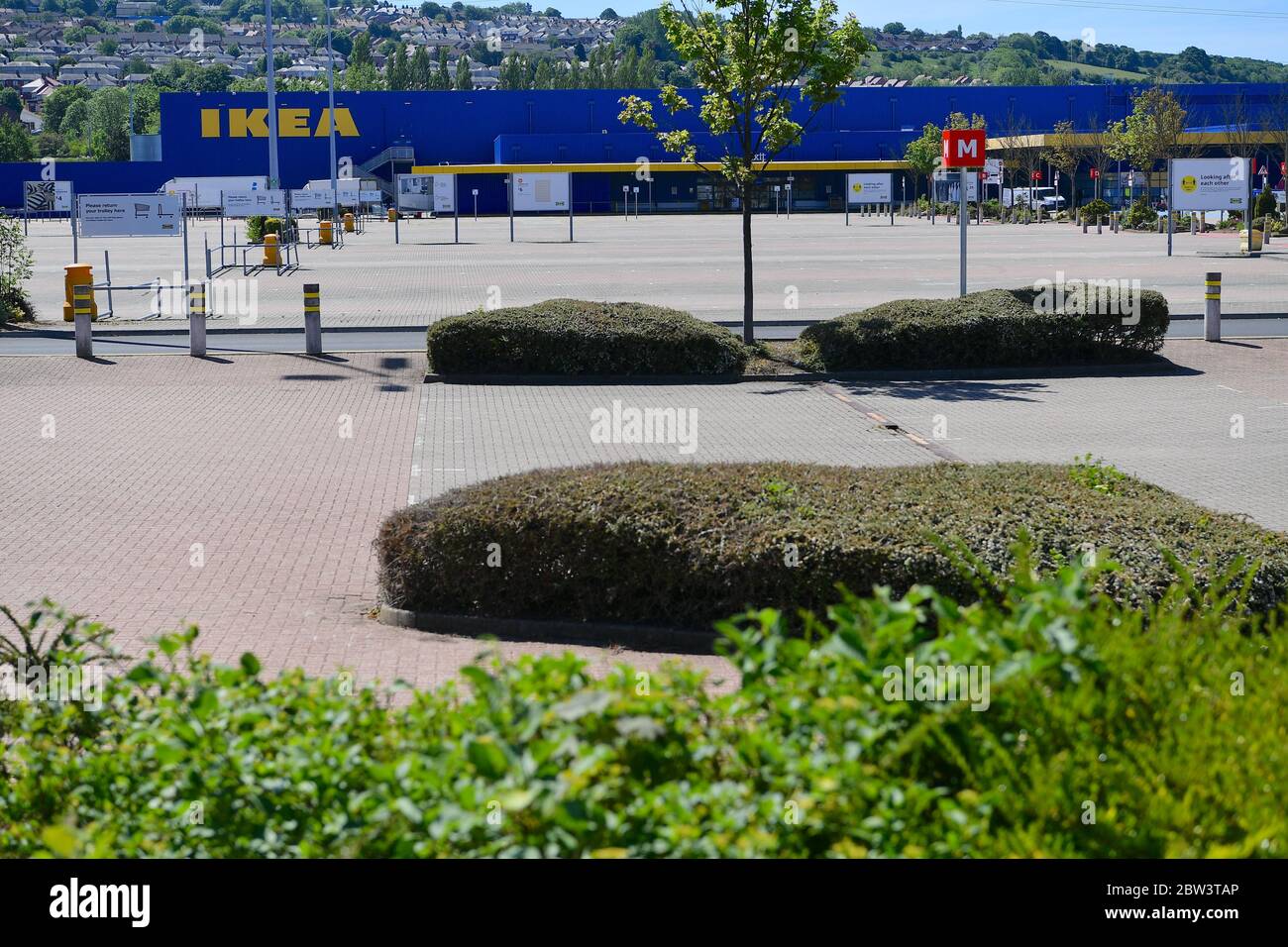 IKEA Gateshead a photographié se préparer avec des signes de distanciation sociale pour l'ouverture le 1er juin après la fermeture du magasin par coronavirus. Banque D'Images