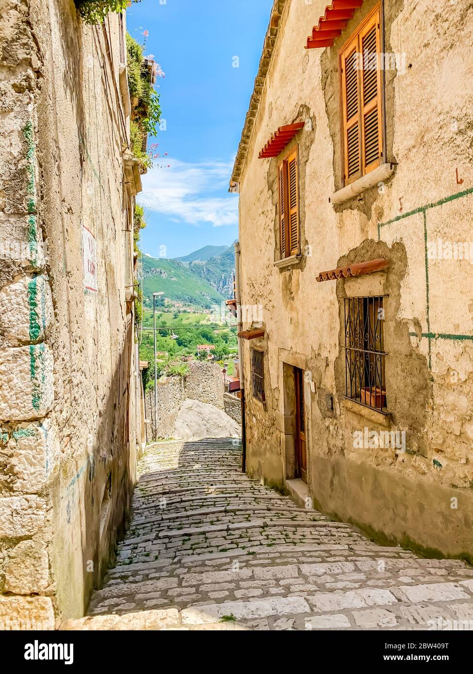 Vieux village de montagne italien de Cusano mutri. Campanie Benevento Italia. Banque D'Images