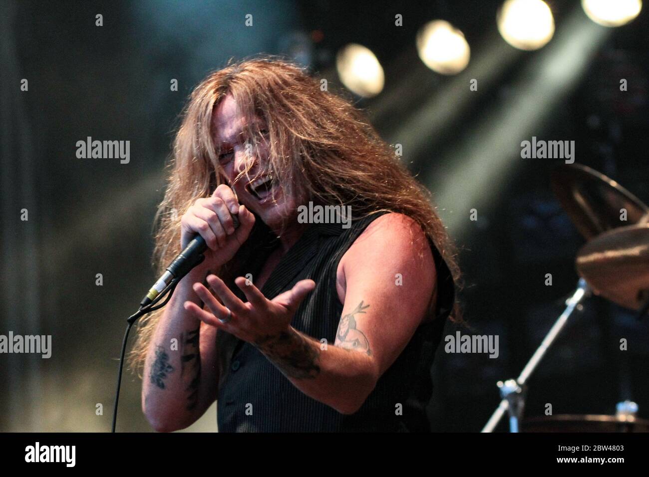 RIO DE JANEIRO, 19.09.2013: Sebastian Bach se produit au Sunset Stage of Rock à Rio V à Rio de Janeiro (Néstor J. Beremnum / Alamy News) Banque D'Images