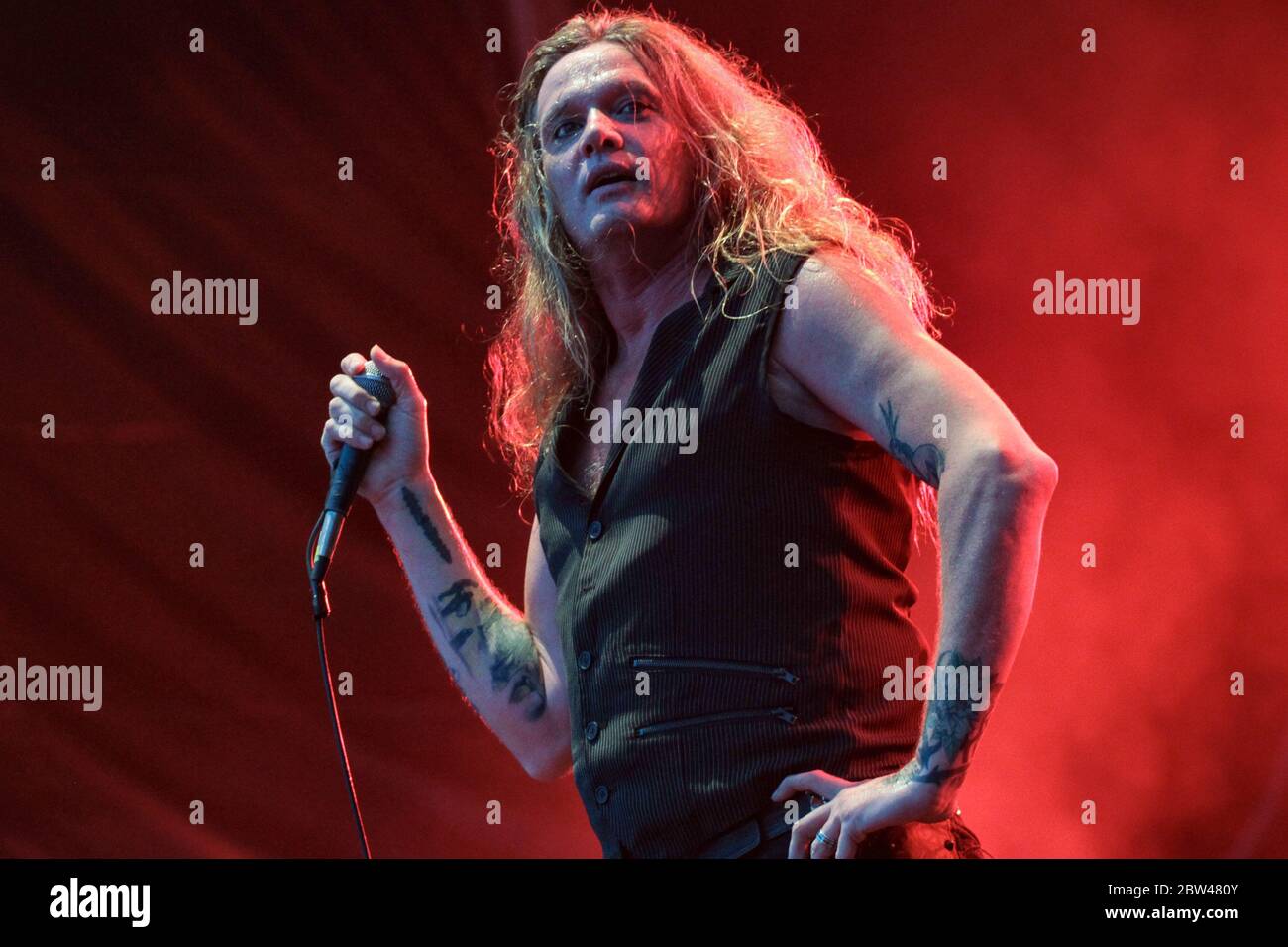 RIO DE JANEIRO, 19.09.2013: Sebastian Bach se produit au Sunset Stage of Rock à Rio V à Rio de Janeiro (Néstor J. Beremnum / Alamy News) Banque D'Images