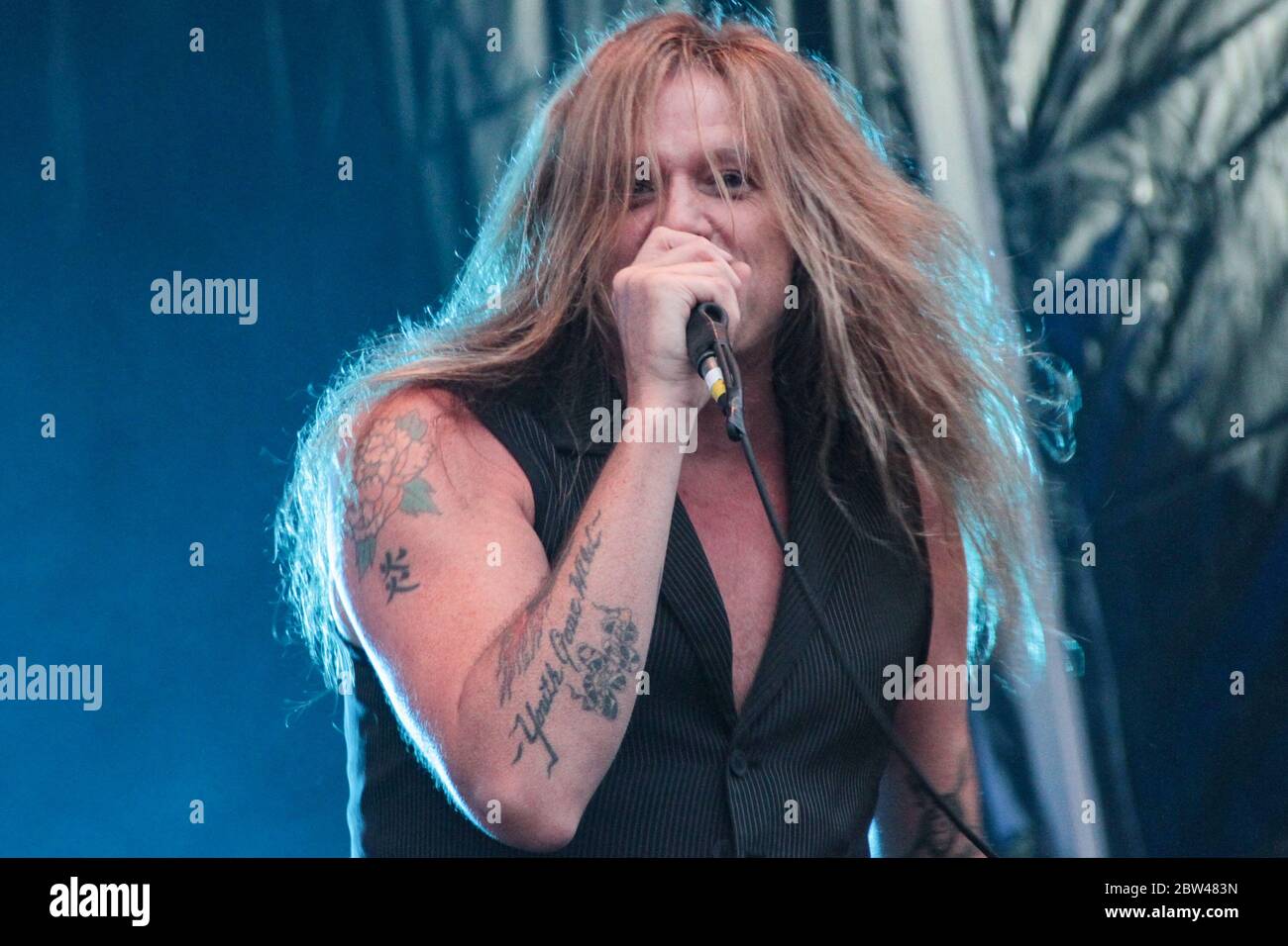 RIO DE JANEIRO, 19.09.2013: Sebastian Bach se produit au Sunset Stage of Rock à Rio V à Rio de Janeiro (Néstor J. Beremnum / Alamy News) Banque D'Images
