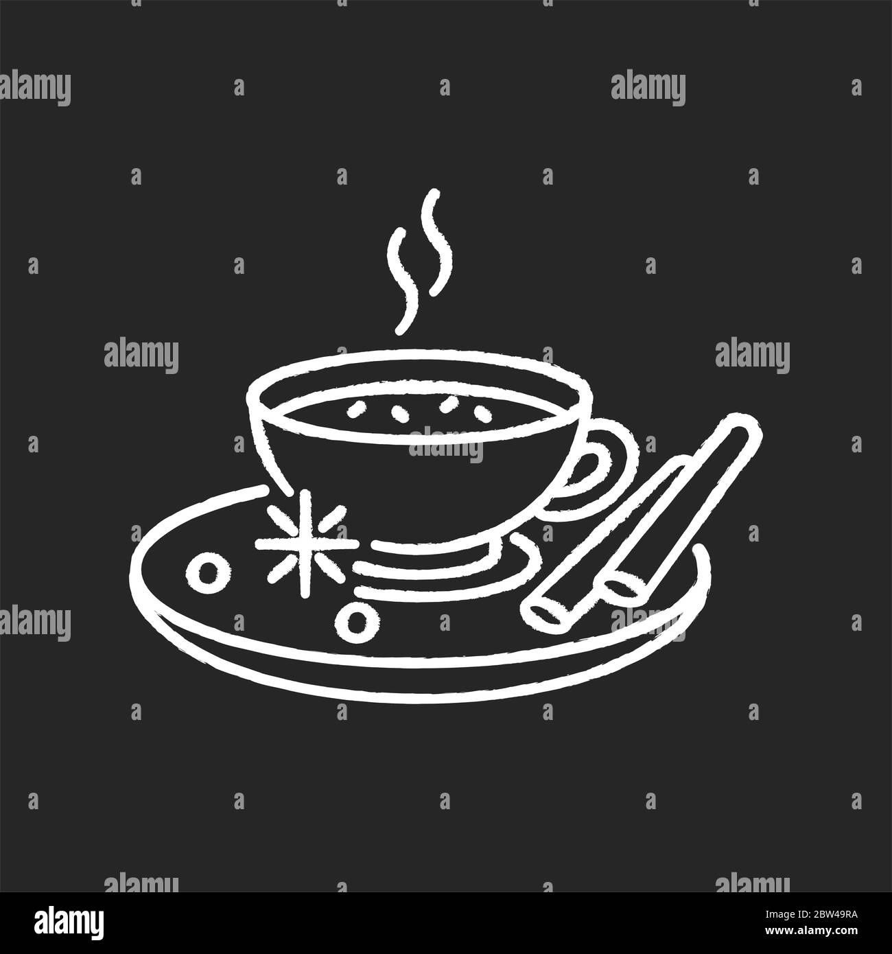 Masala chai craie icône blanche sur fond noir Illustration de Vecteur