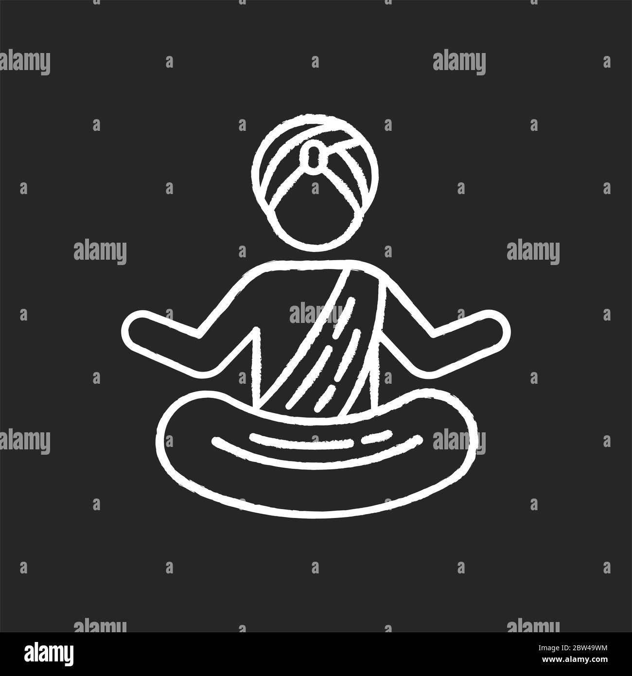 Yogi en craie turban icône blanche sur fond noir Illustration de Vecteur