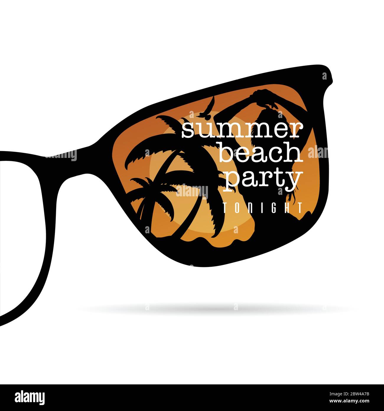 lunettes de soleil avec icône de fête d'été de plage avec la beauté de fille  sur elle illustration Image Vectorielle Stock - Alamy