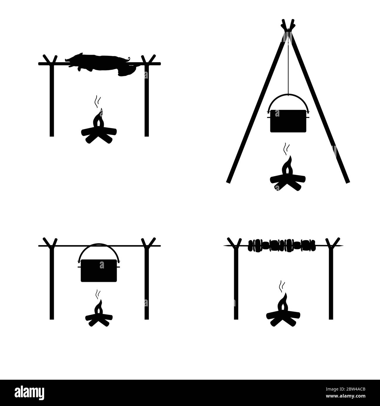 symbole de feu sur une illustration de jeu de camping Illustration de Vecteur