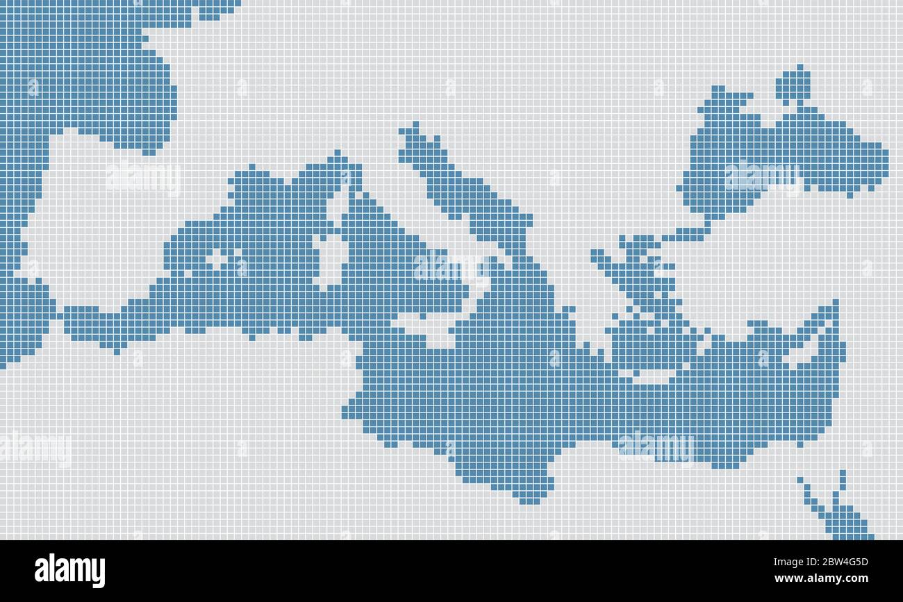 Carte des pixels gris de la mer Méditerranée Illustration de Vecteur