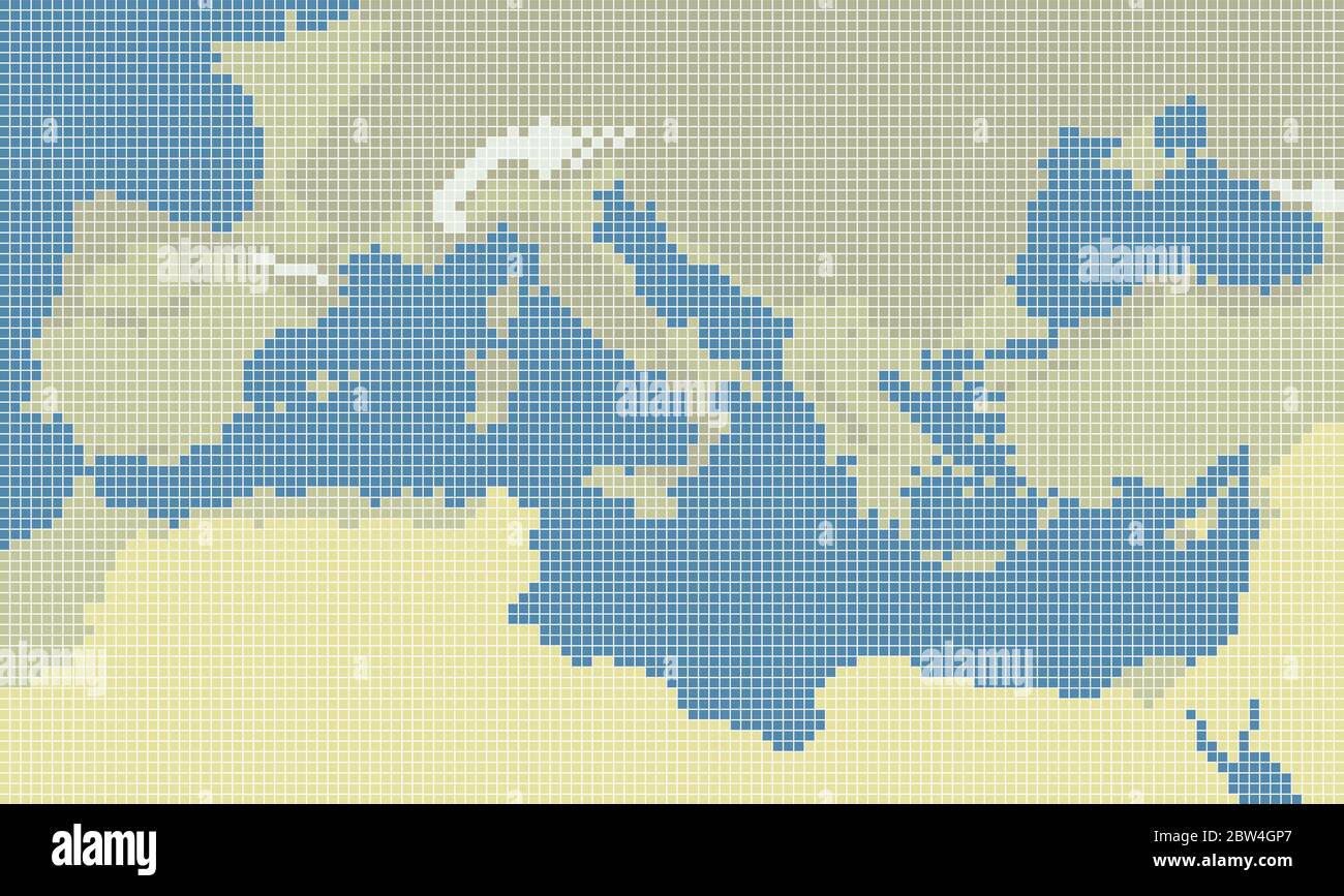 Carte des couleurs des pixels de la mer Méditerranée Illustration de Vecteur