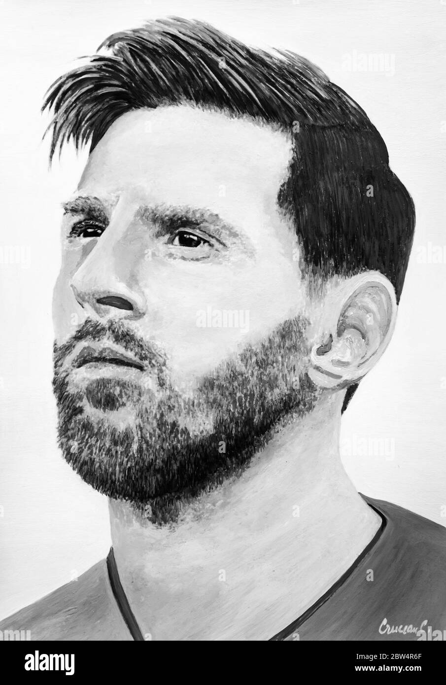 Dessin Lionel Mesi Banque D'Images