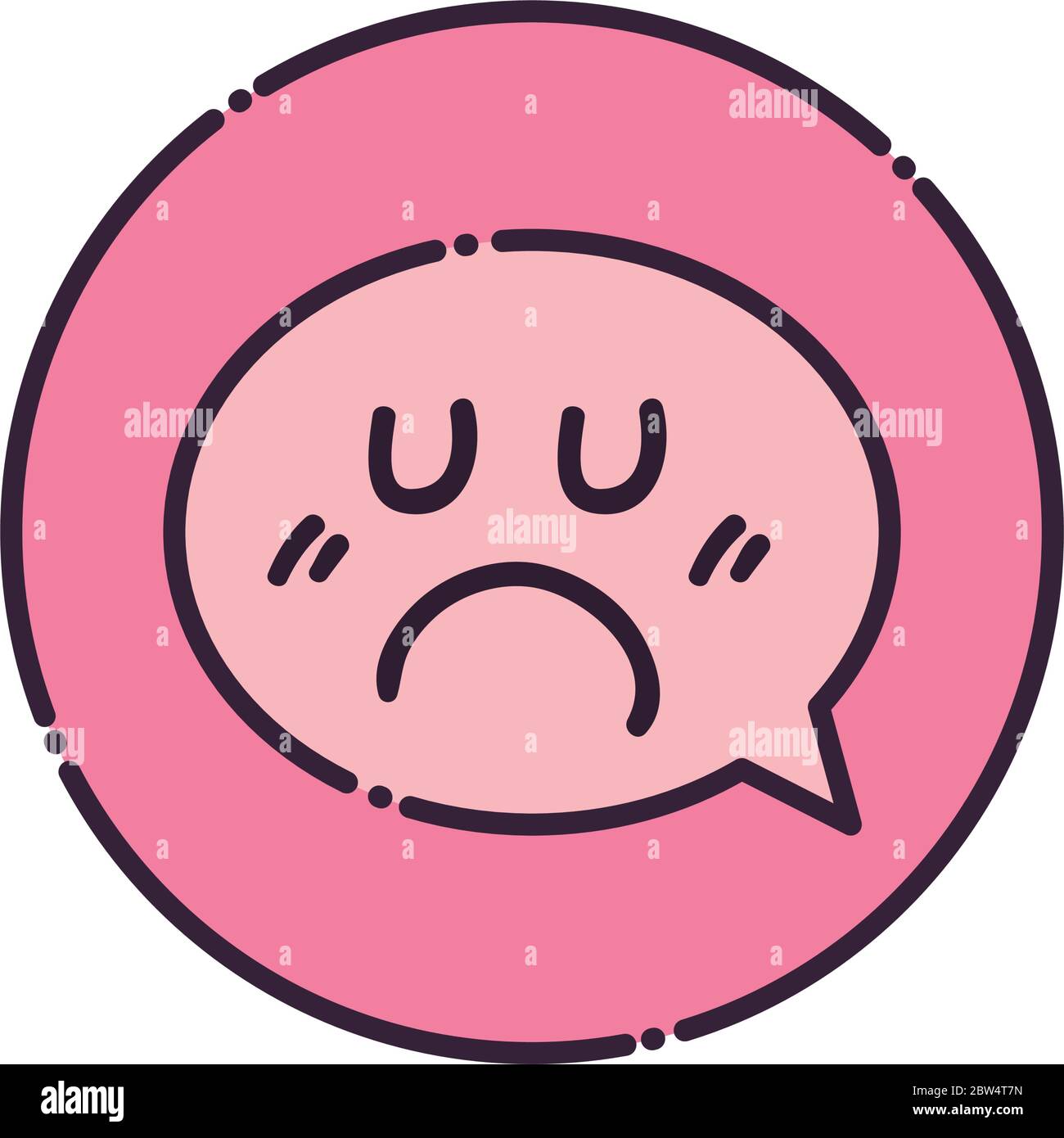 Bulle De Communication Avec Triste Dessin Anime Visage Remplissage Style Icone Message Et Theme De Discussion Illustration Vectorielle Image Vectorielle Stock Alamy