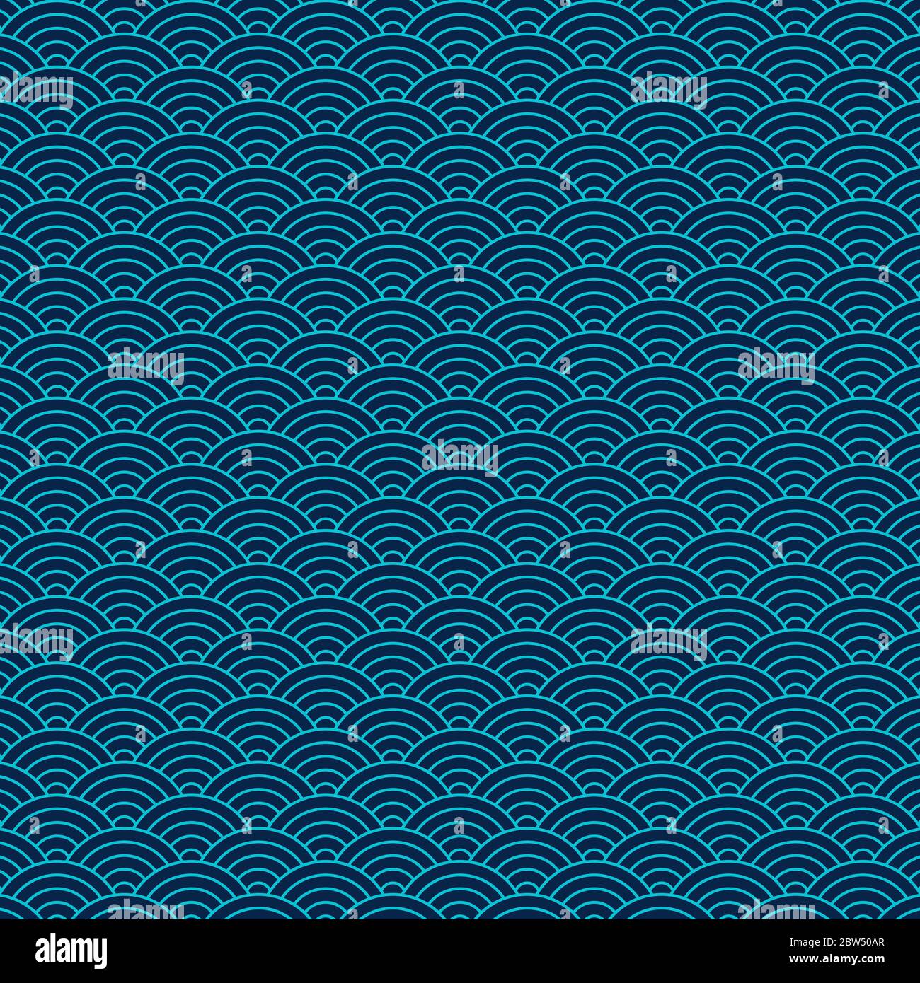 Motif vague inspiré des motifs géométriques japonais traditionnels. Conception vectorielle abstraite. Motif de Seigaïha bleu. Illustration de Vecteur