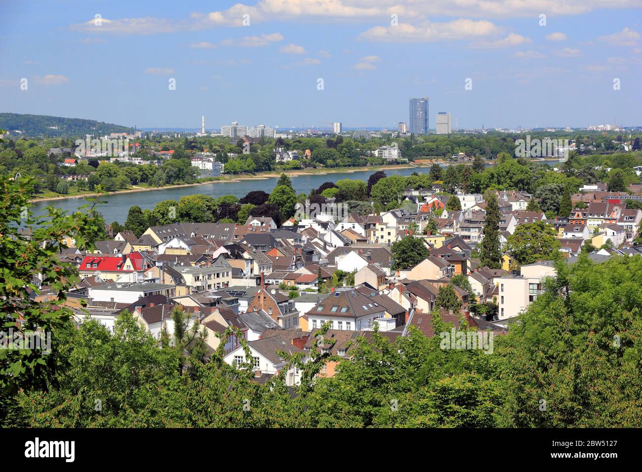 Vue aérienne de Bonn et du Rhin. Allemagne. Banque D'Images