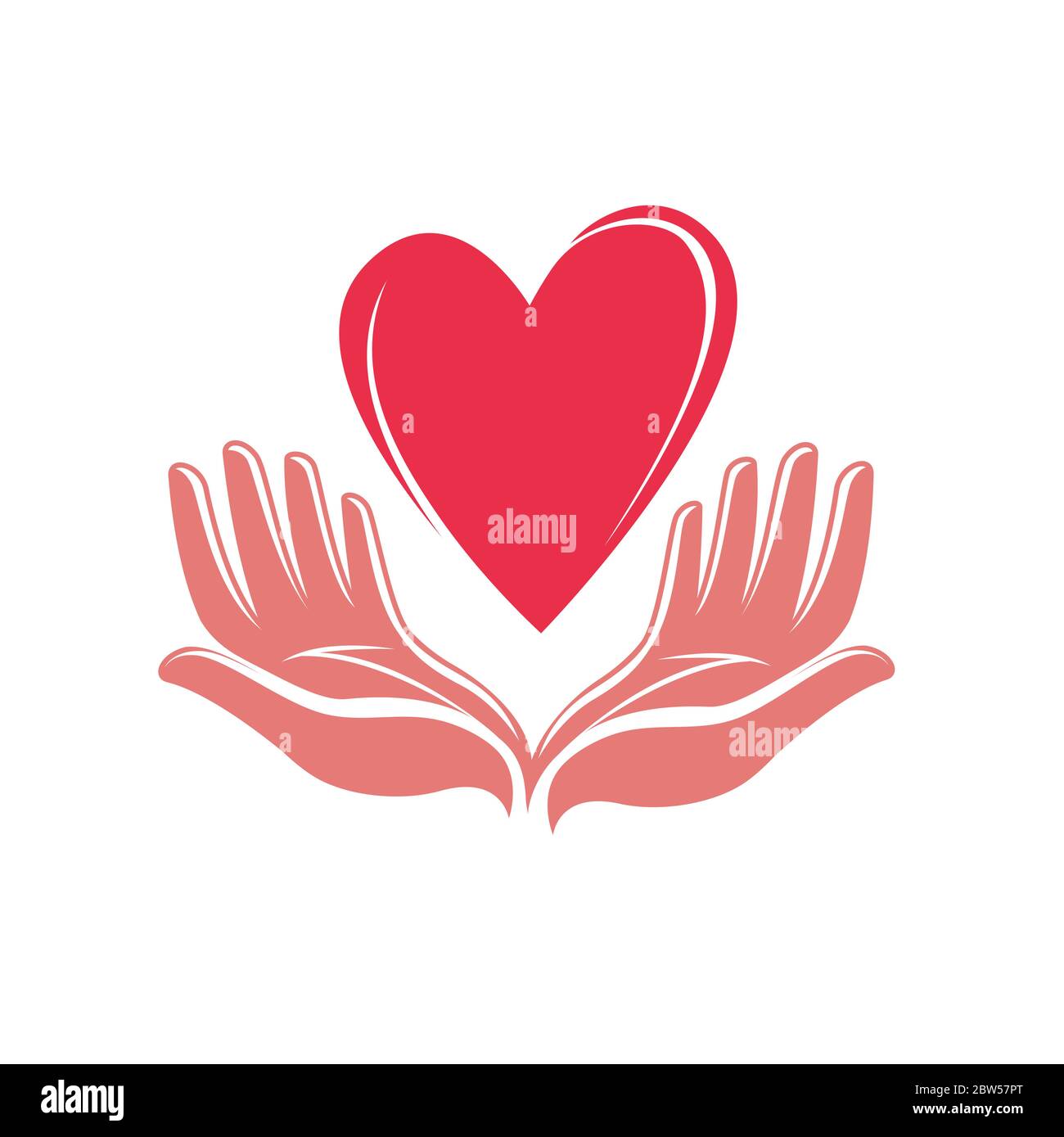 Logo coeur et mains. Icône professionnelle ou illustration vectorielle ...