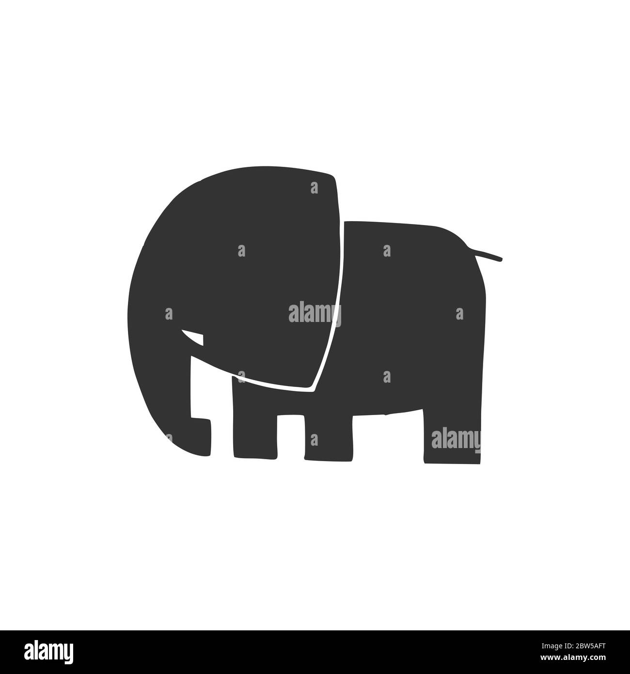 Logo éléphant. Silhouette noire sur fond blanc. Illustration de Vecteur
