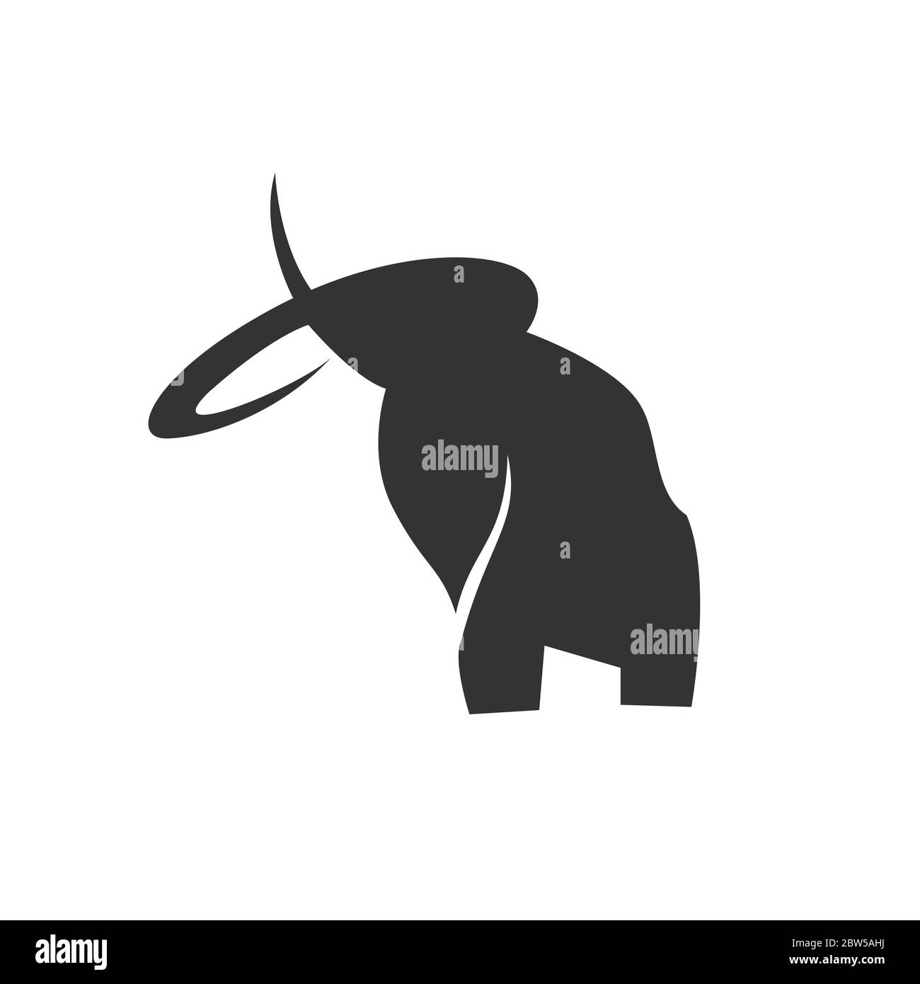 Silhouette noire stylisée d'un mammouth sur fond blanc. Illustration de Vecteur