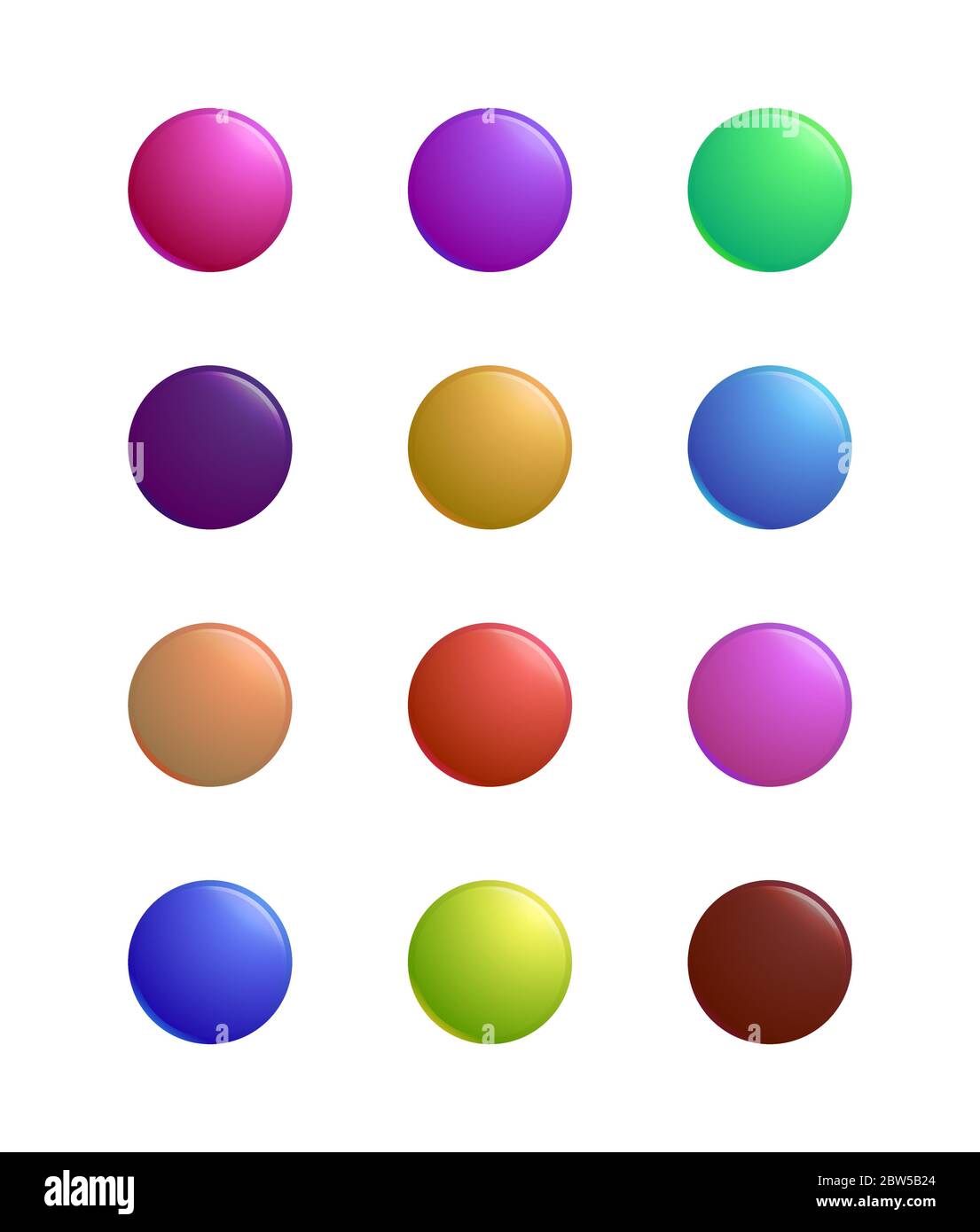 Ensemble d'icônes de boutons ronds volumétriques multicolores. Illustration de Vecteur