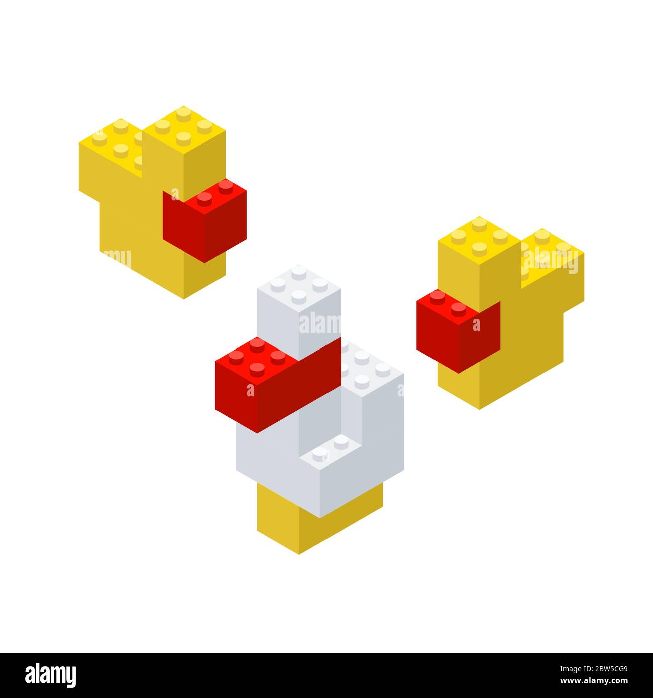 Famille de gaines assemblées à partir d'un concepteur d'enfants sur fond blanc. Illustration de Vecteur