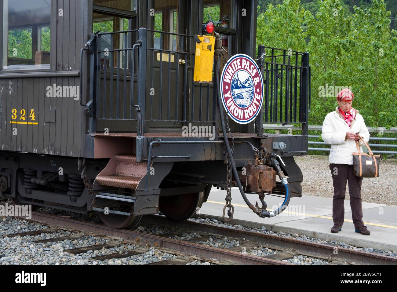Transport de passagers, White Pass & Yukon route Railroad, Skagway, Alaska du Sud-est, États-Unis Banque D'Images