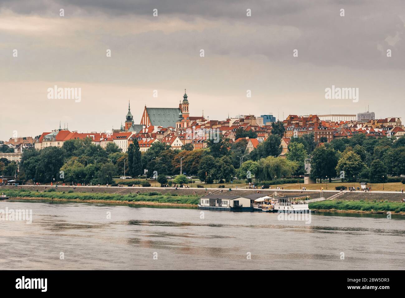 Vue panoramique sur la vieille ville de Varsovie et la Vistule, Pologne Banque D'Images