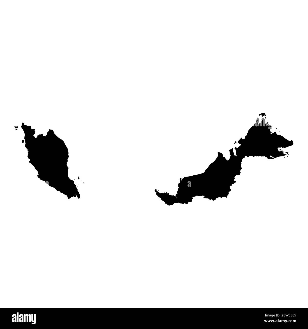 Carte vectorielle Malaisie. Illustration de vecteur isolé. Noir sur fond blanc. Illustration de l'EPS 10. Illustration de Vecteur