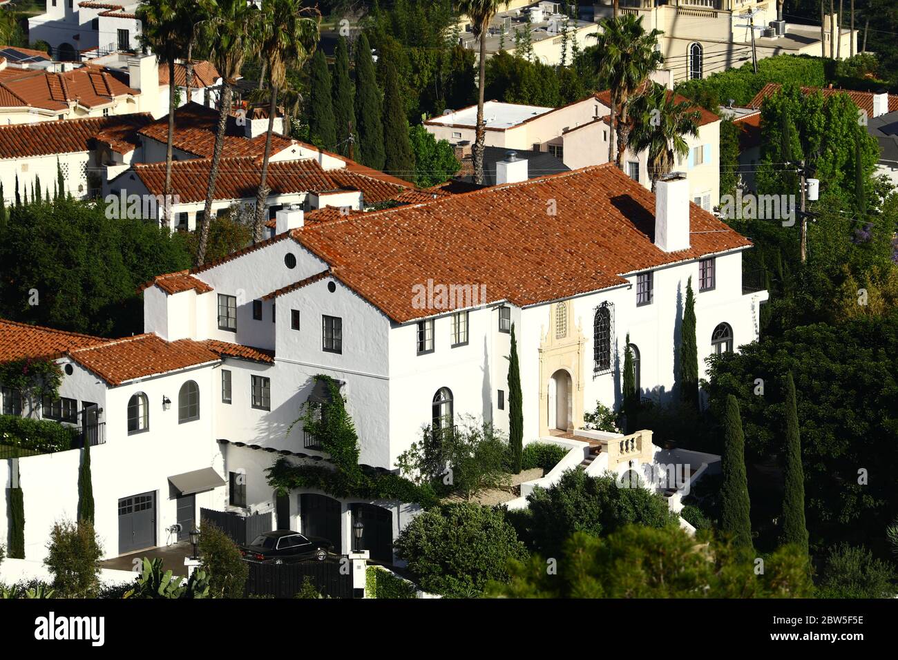 Anciens bâtiments architecturaux de style espagnol à Los Angeles, CA Banque D'Images