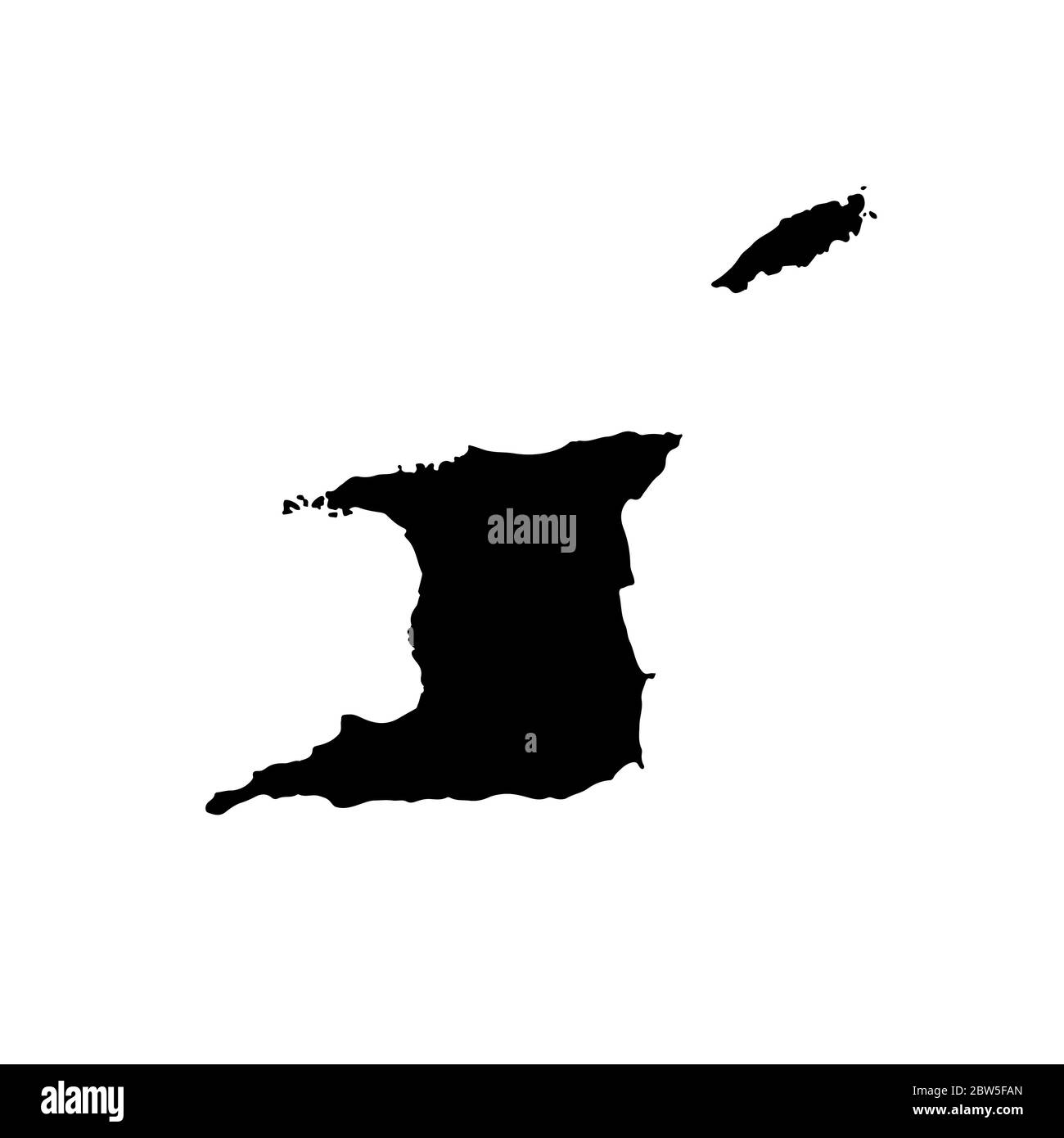 Carte vectorielle Trinité-et-Tobago. Illustration de vecteur isolé. Noir sur fond blanc. Illustration de l'EPS 10. Illustration de Vecteur