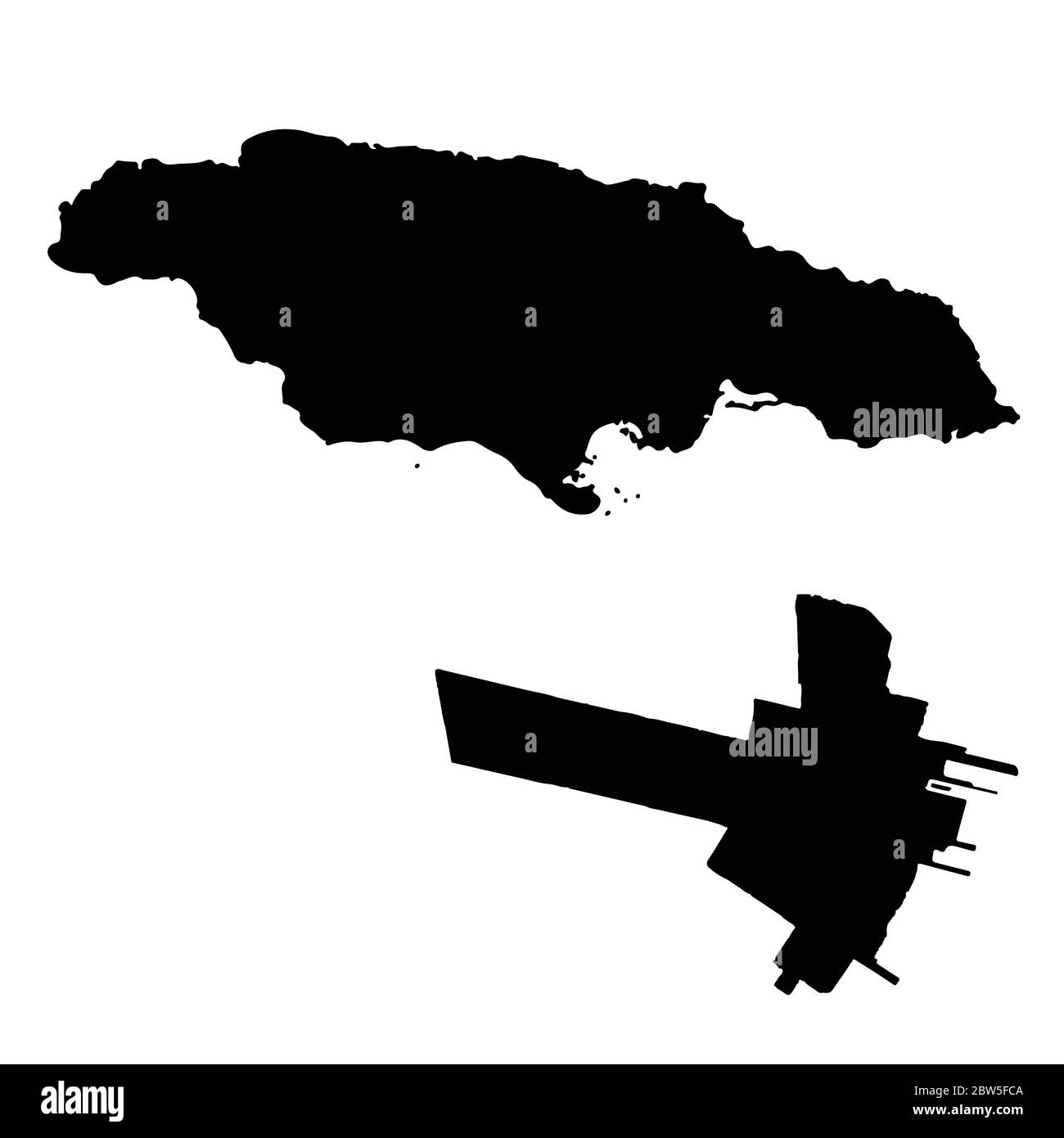 Carte vectorielle Jamaïque et Kingston. Pays et capitale. Illustration de vecteur isolé. Noir sur fond blanc. Illustration de l'EPS 10. Illustration de Vecteur