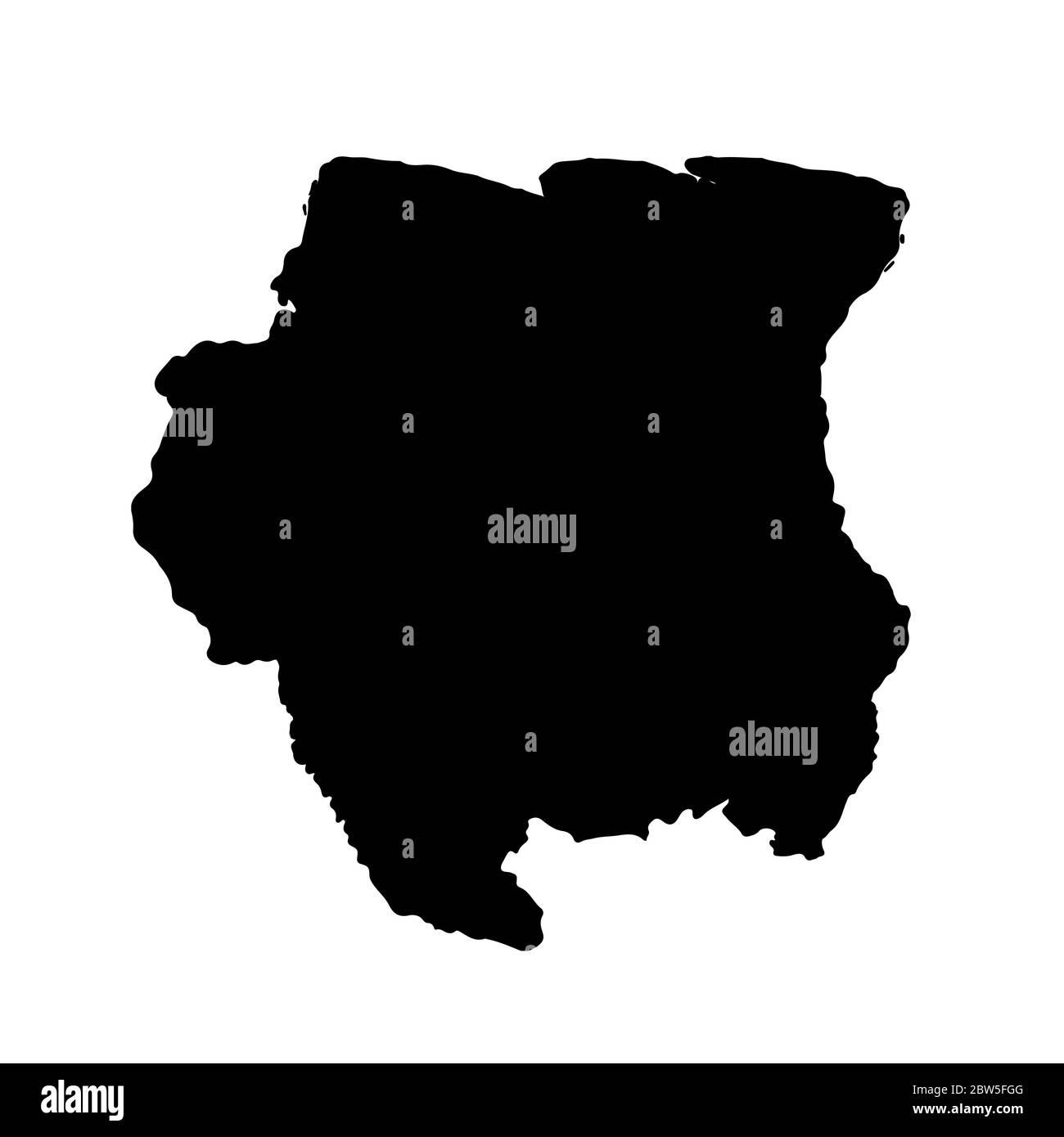 Carte vectorielle Suriname. Illustration de vecteur isolé. Noir sur fond blanc. Illustration de l'EPS 10. Illustration de Vecteur