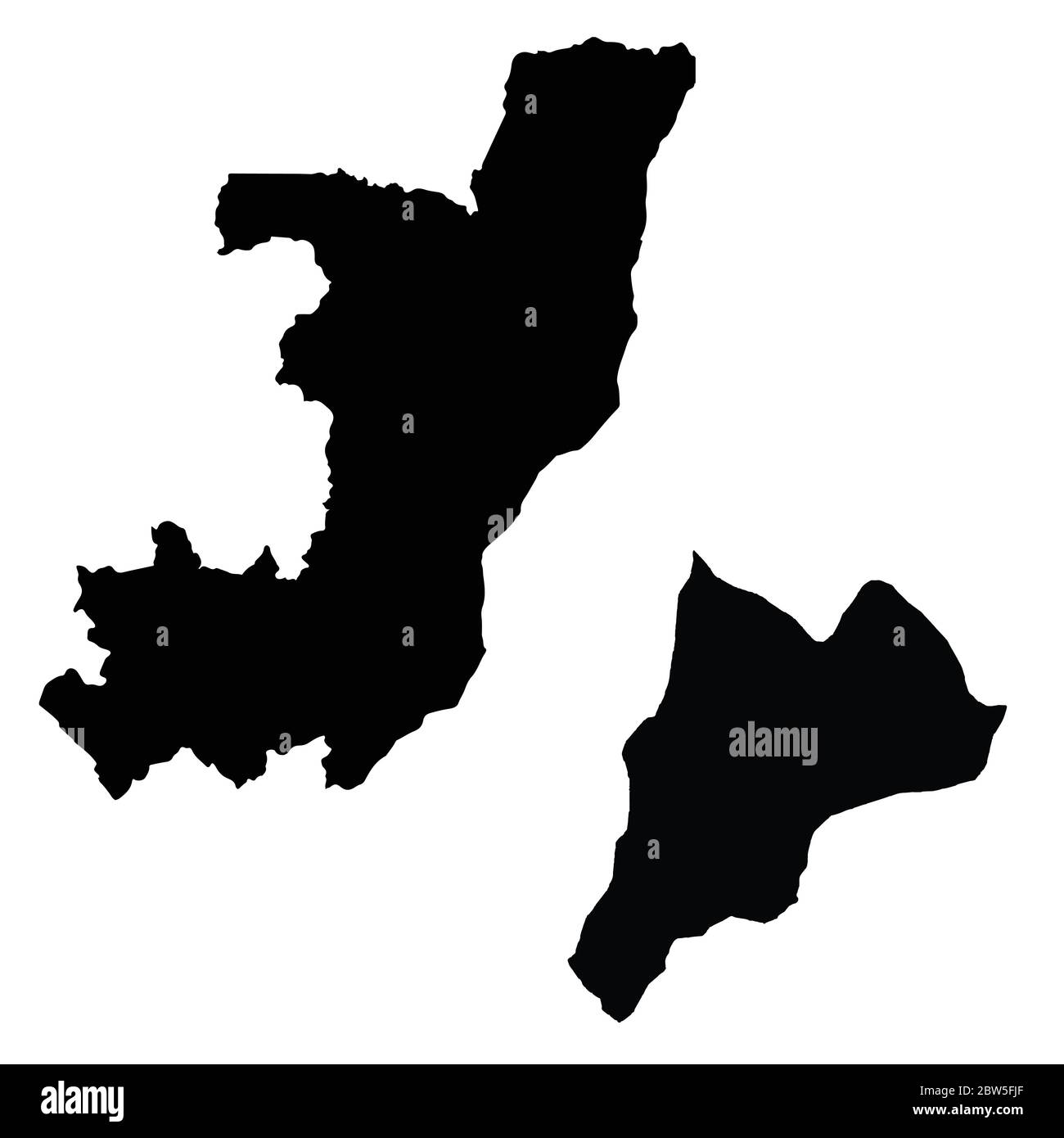 Carte vectorielle République du Congo et Brazzaville. Pays et capitale. Illustration de vecteur isolé. Noir sur fond blanc. Illustration de l'EPS 10. Illustration de Vecteur