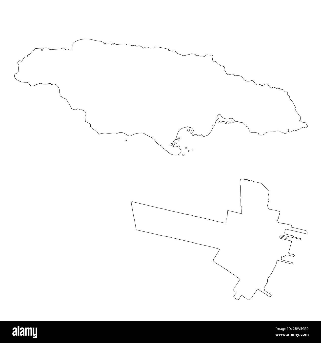 Carte vectorielle Jamaïque et Kingston. Pays et capitale. Illustration de vecteur isolé. Contour. Illustration de l'EPS 10. Illustration de Vecteur