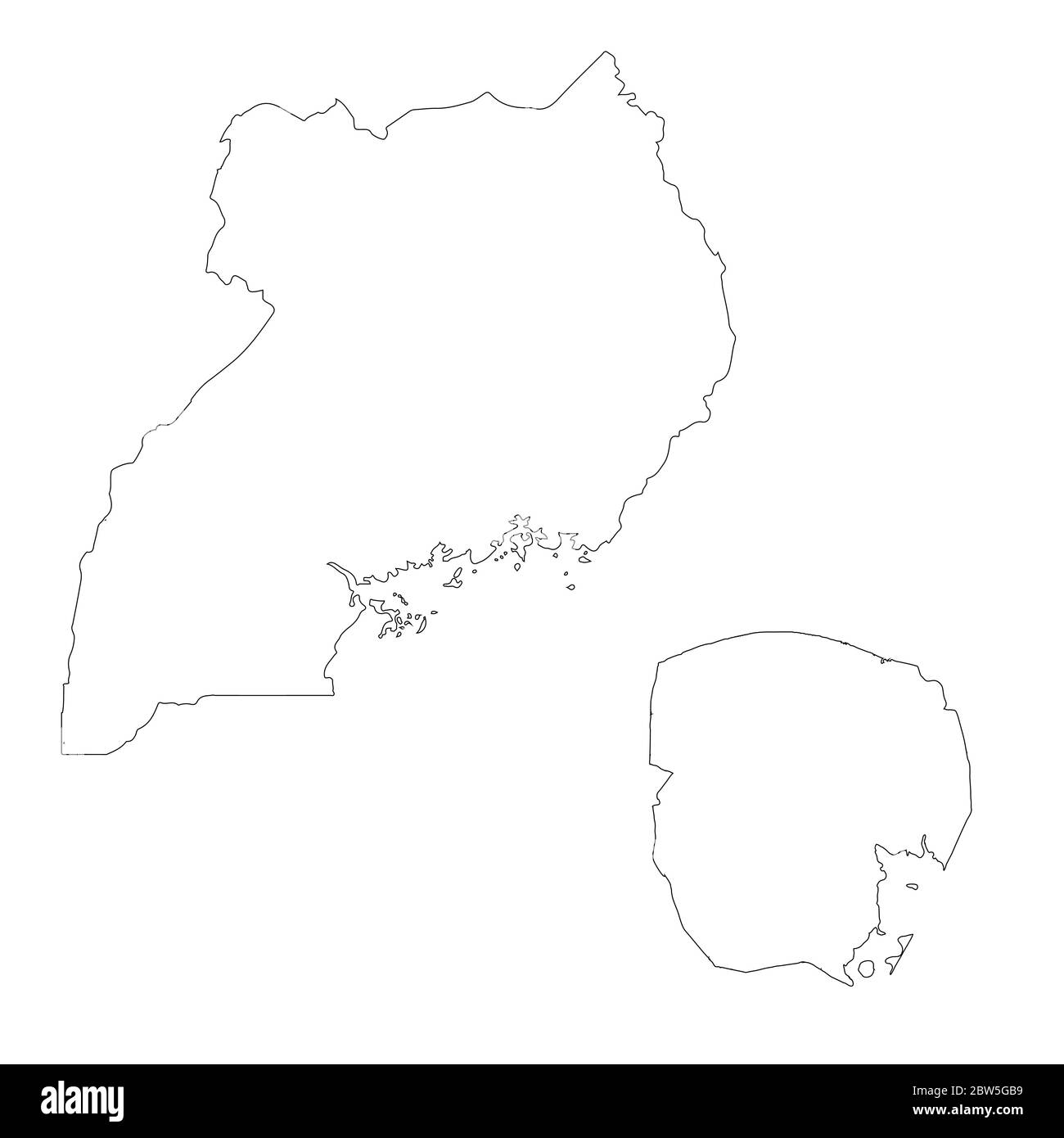 Carte vectorielle Ouganda et Kampala. Pays et capitale. Illustration de vecteur isolé. Contour. Illustration de l'EPS 10. Illustration de Vecteur