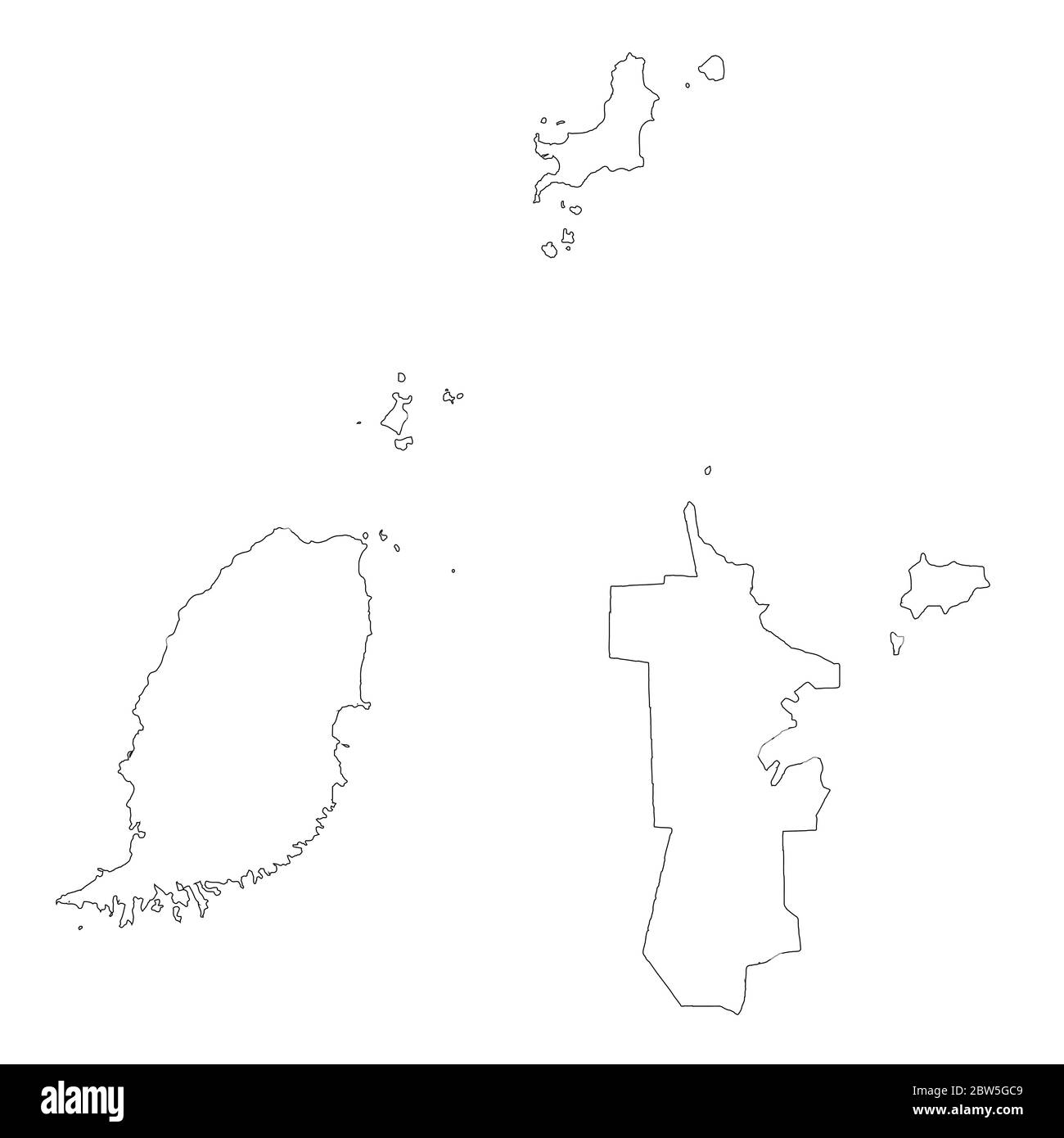 Carte vectorielle Grenade et Saint-Georges. Pays et capitale. Illustration de vecteur isolé. Contour. Illustration de l'EPS 10. Illustration de Vecteur