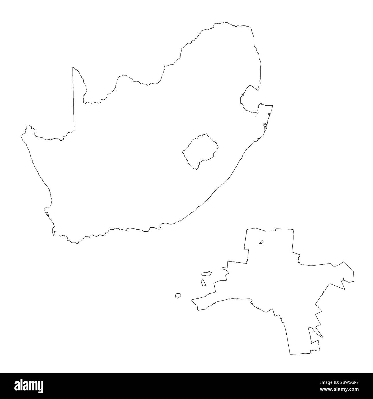 Carte vectorielle Afrique du Sud et Pretoria. Pays et capitale. Illustration de vecteur isolé. Contour. Illustration de l'EPS 10. Illustration de Vecteur