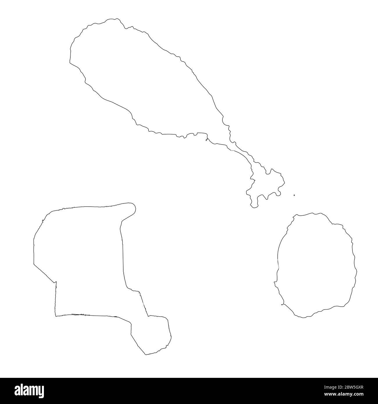 Carte vectorielle Saint-Kitts-et-Nevis et Buster. Illustration de vecteur isolé. Contour. Illustration de l'EPS 10. Illustration de Vecteur