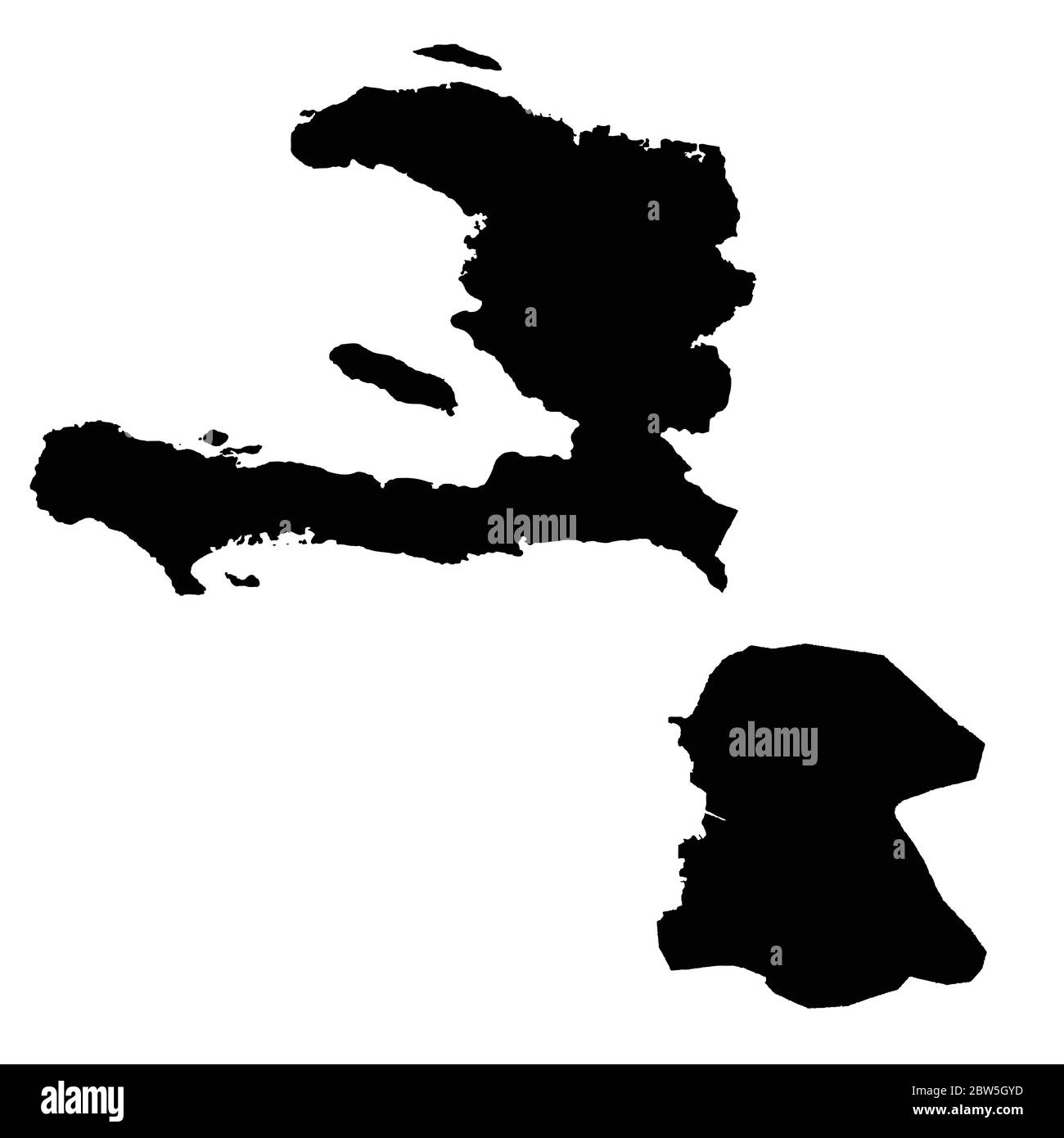Carte vectorielle Haïti et Port au Prince. Pays et capitale. Illustration de vecteur isolé. Noir sur fond blanc. Illustration de l'EPS 10. Illustration de Vecteur