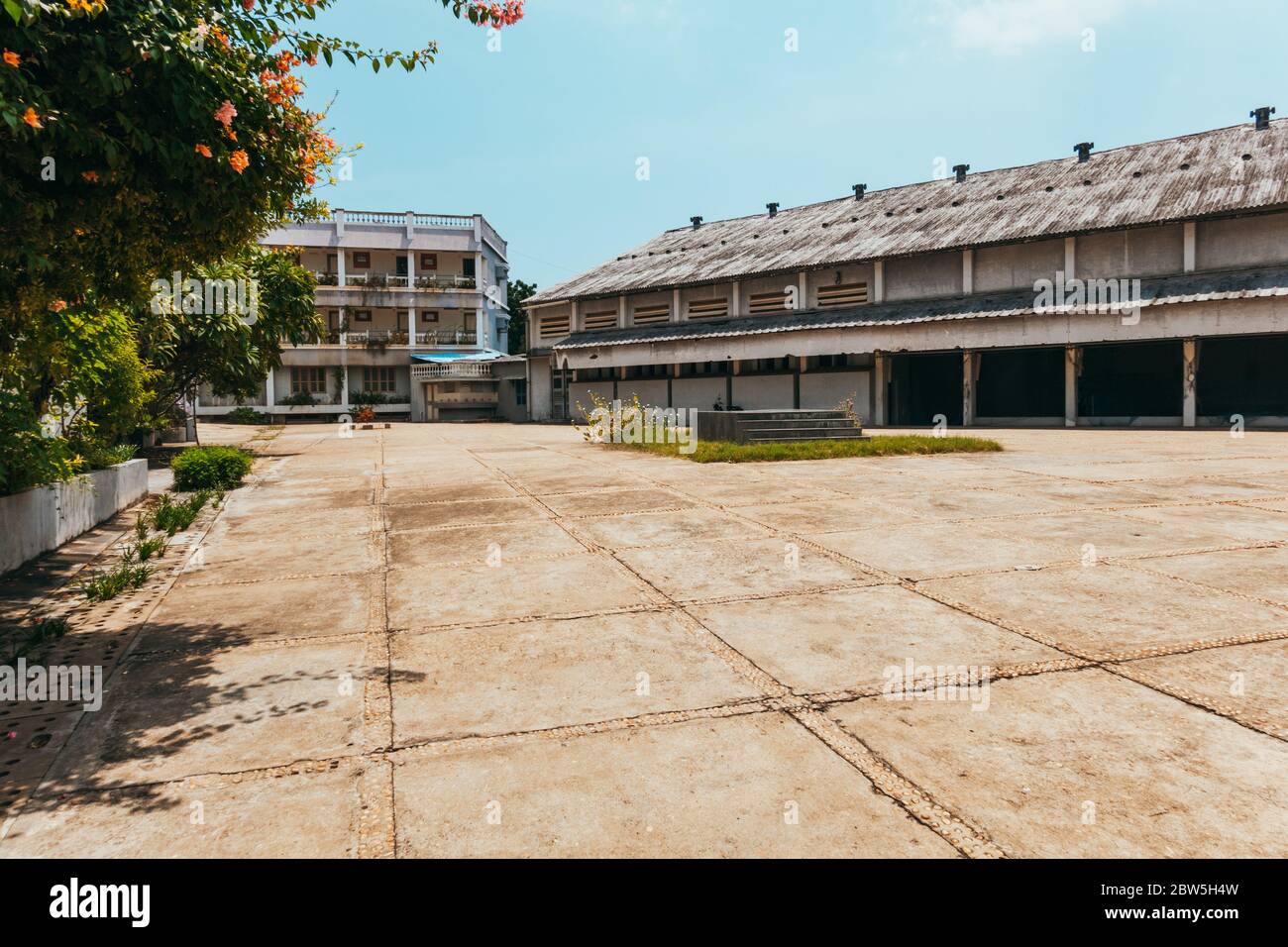 Un terrain d'école à Pondichéry, Inde Banque D'Images