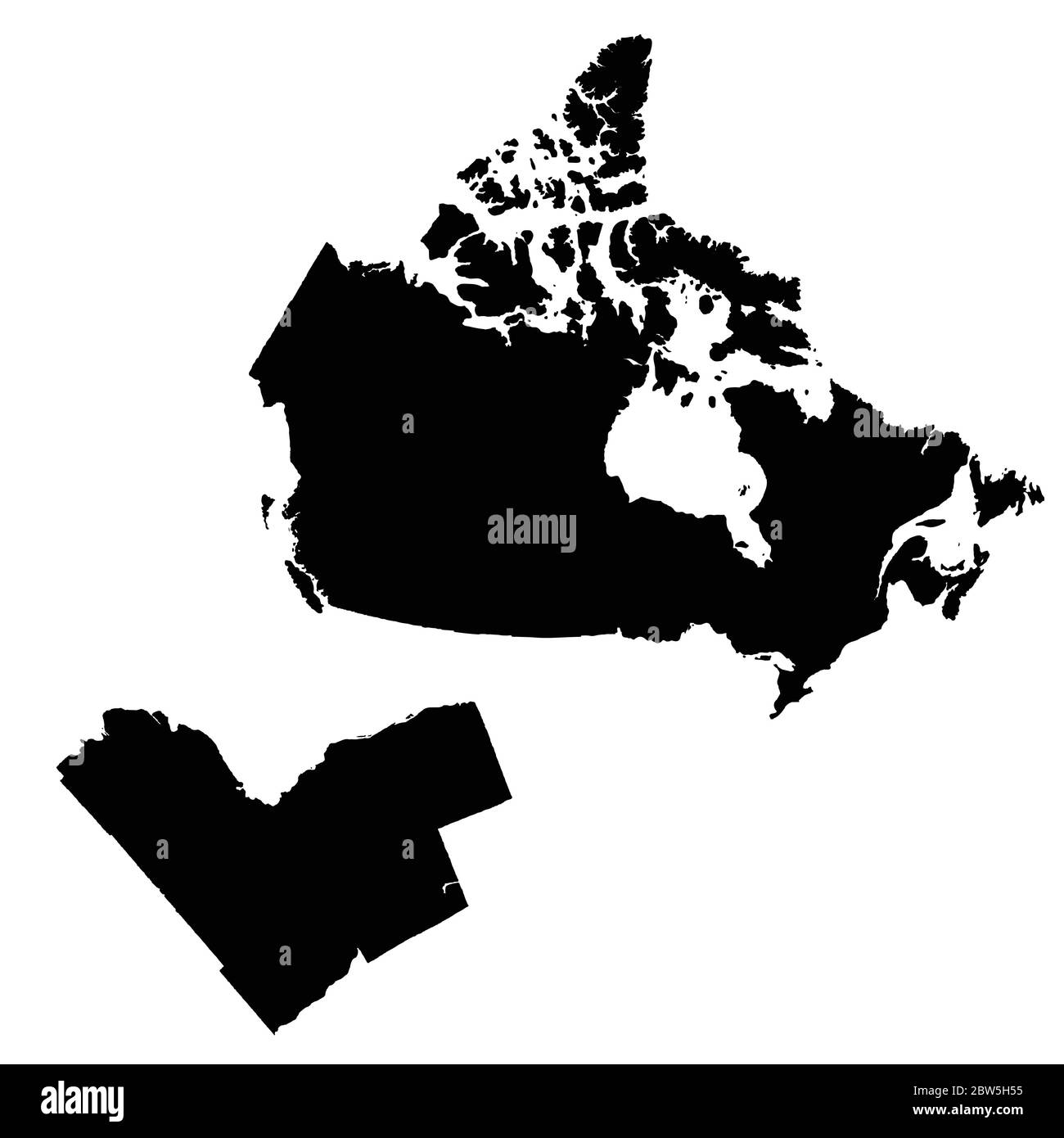 Carte vectorielle Canada et Ottawa. Pays et capitale. Illustration de vecteur isolé. Noir sur fond blanc. Illustration de l'EPS 10. Illustration de Vecteur