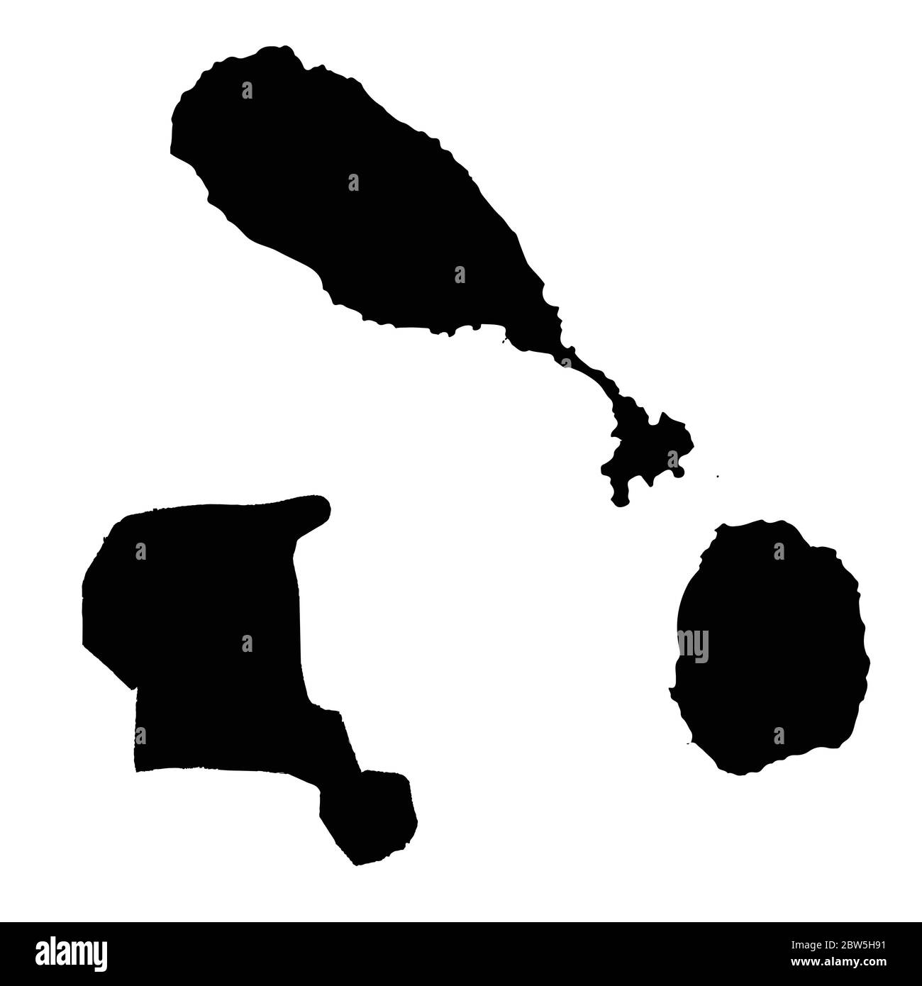 Carte vectorielle Saint-Kitts-et-Nevis et Buster. Illustration de vecteur isolé. Noir sur fond blanc. Illustration de l'EPS 10. Illustration de Vecteur